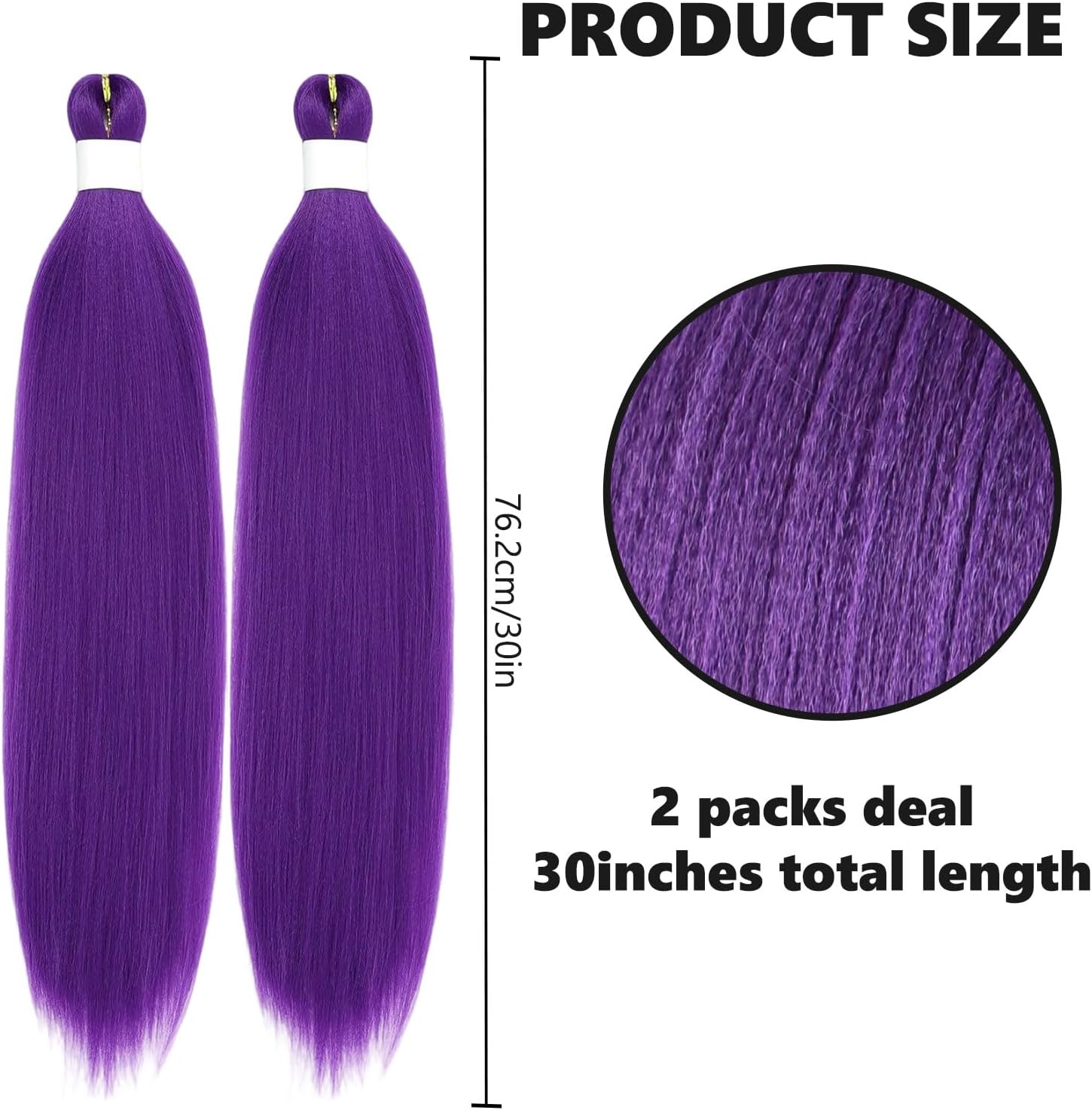 Extension cheveux violette - 30 pouces - lot de 2 mèches longues, usage cosplay