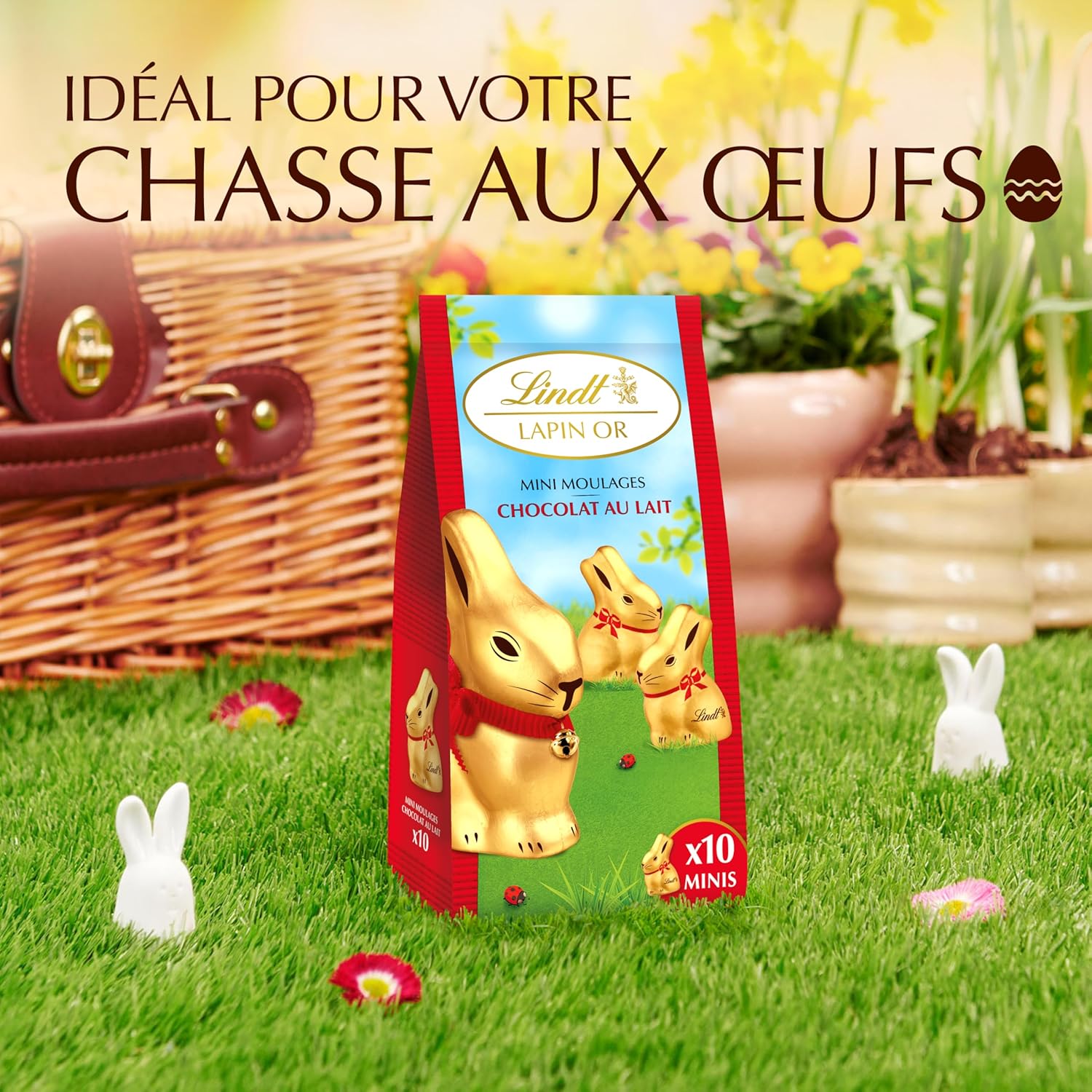 Lindt - Mini-Moulages Lapin Or - 120g - Chocolat au lait, spécial Pâques