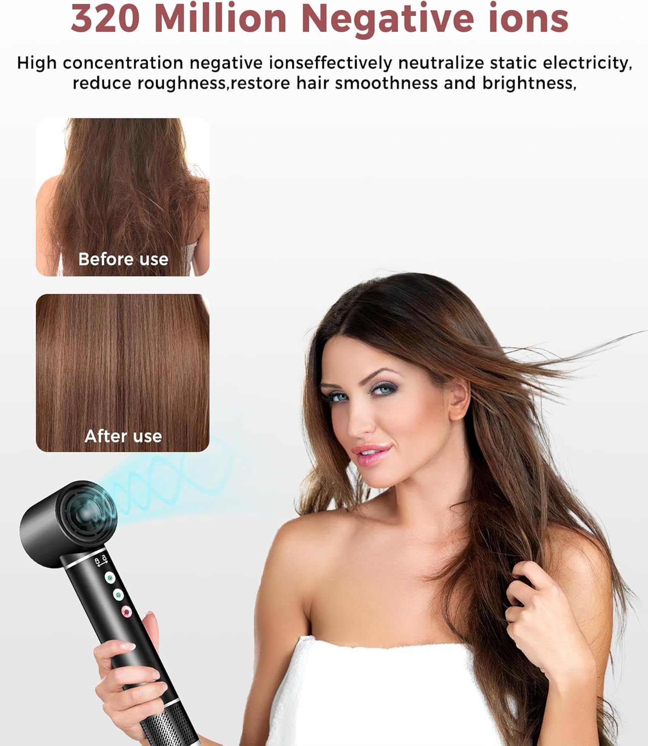 Air styler 5 en 1 - sèche-cheveux 110000TR/MIN - 20m/s - brosse lissante, boucleur, volume