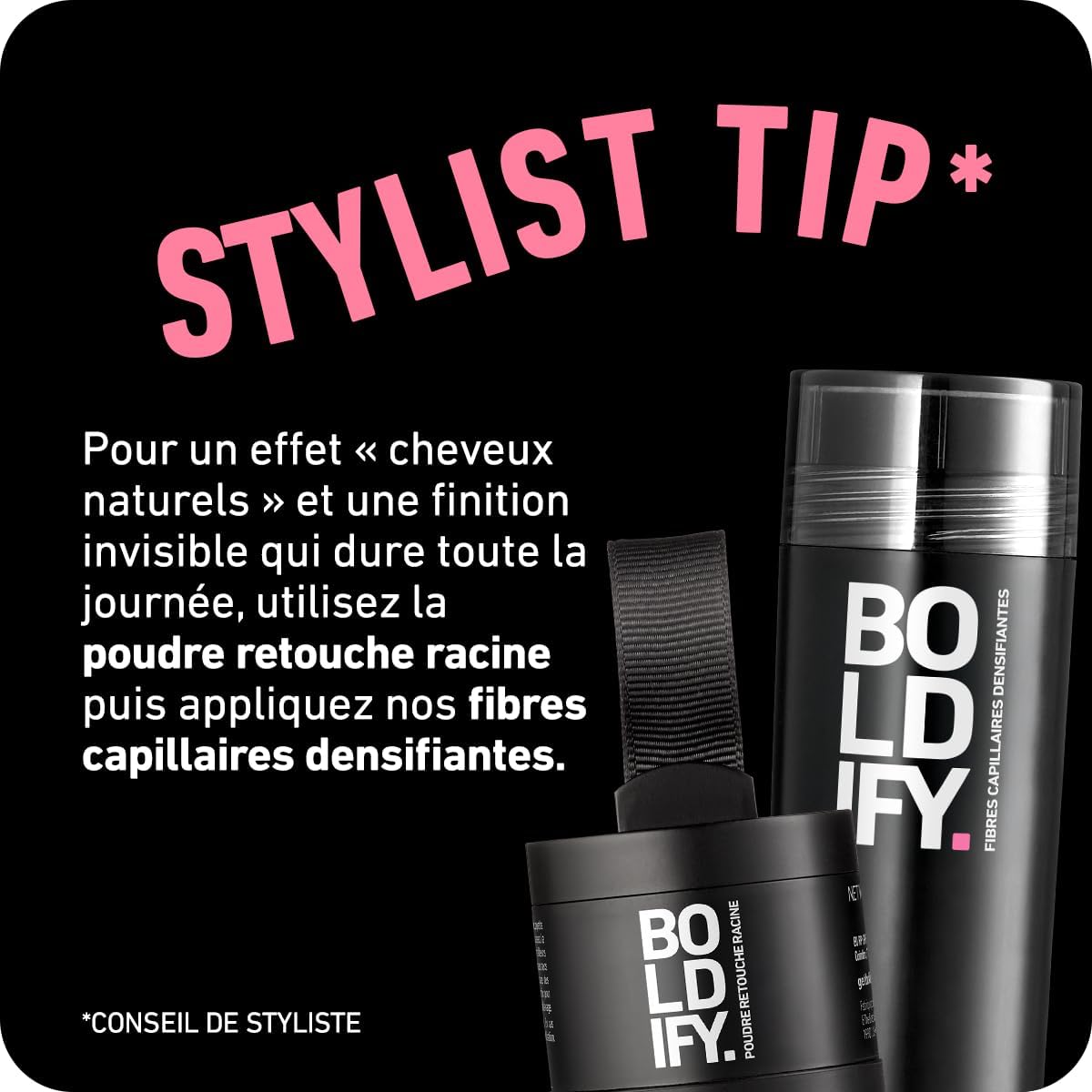 BOLDIFY - Poudre de racine - 4,5g - retouche instantanée, couvre cheveux gris, blond moyen