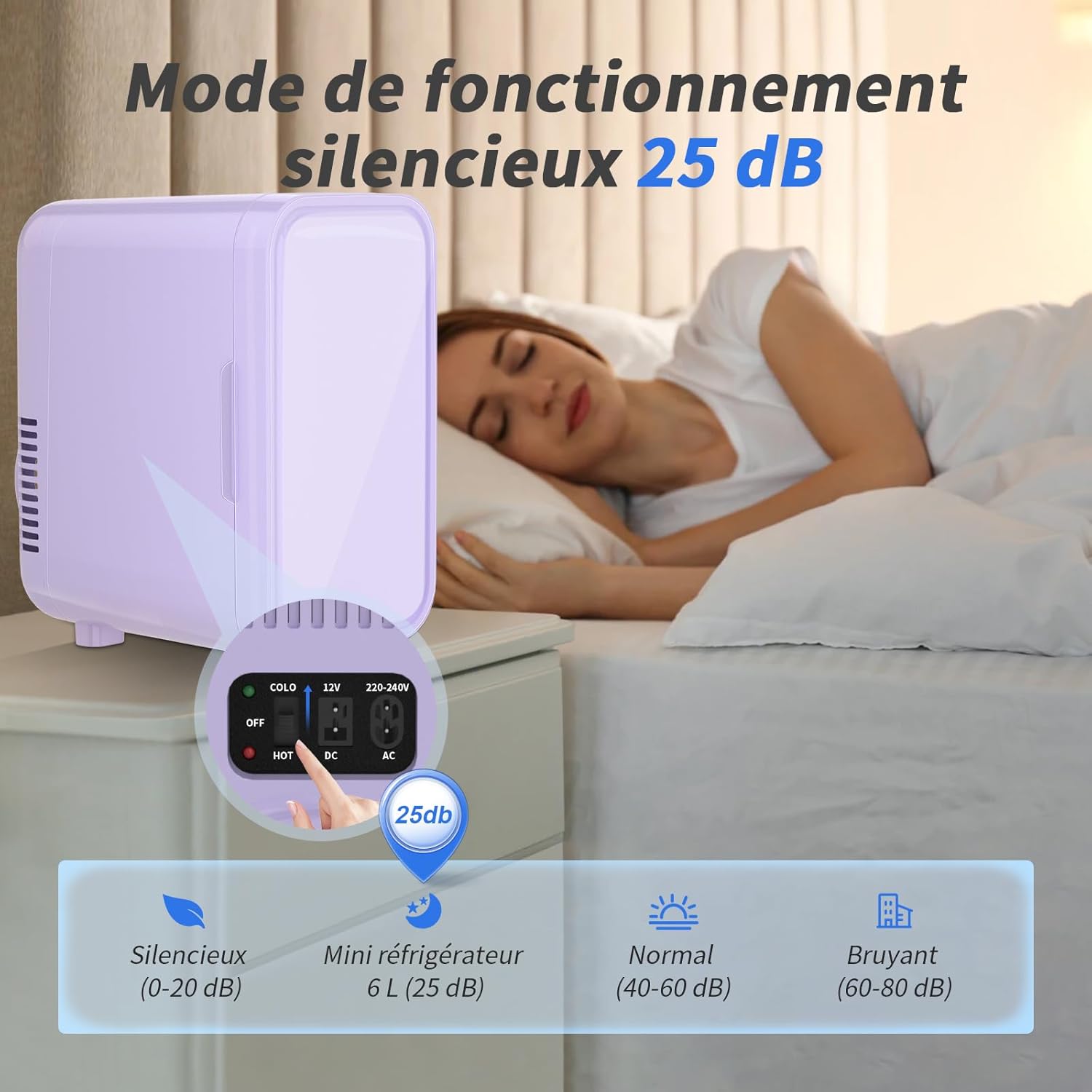 YASHE - mini réfrigérateur 6L, 220-240V, 8 canettes, portable