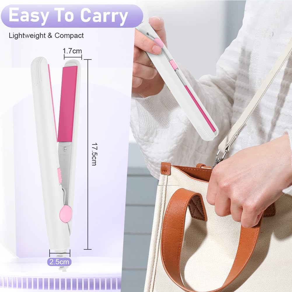 LOPHE - Mini fer à lisser 2 en 1, compact, chauffage rapide, 110-220V