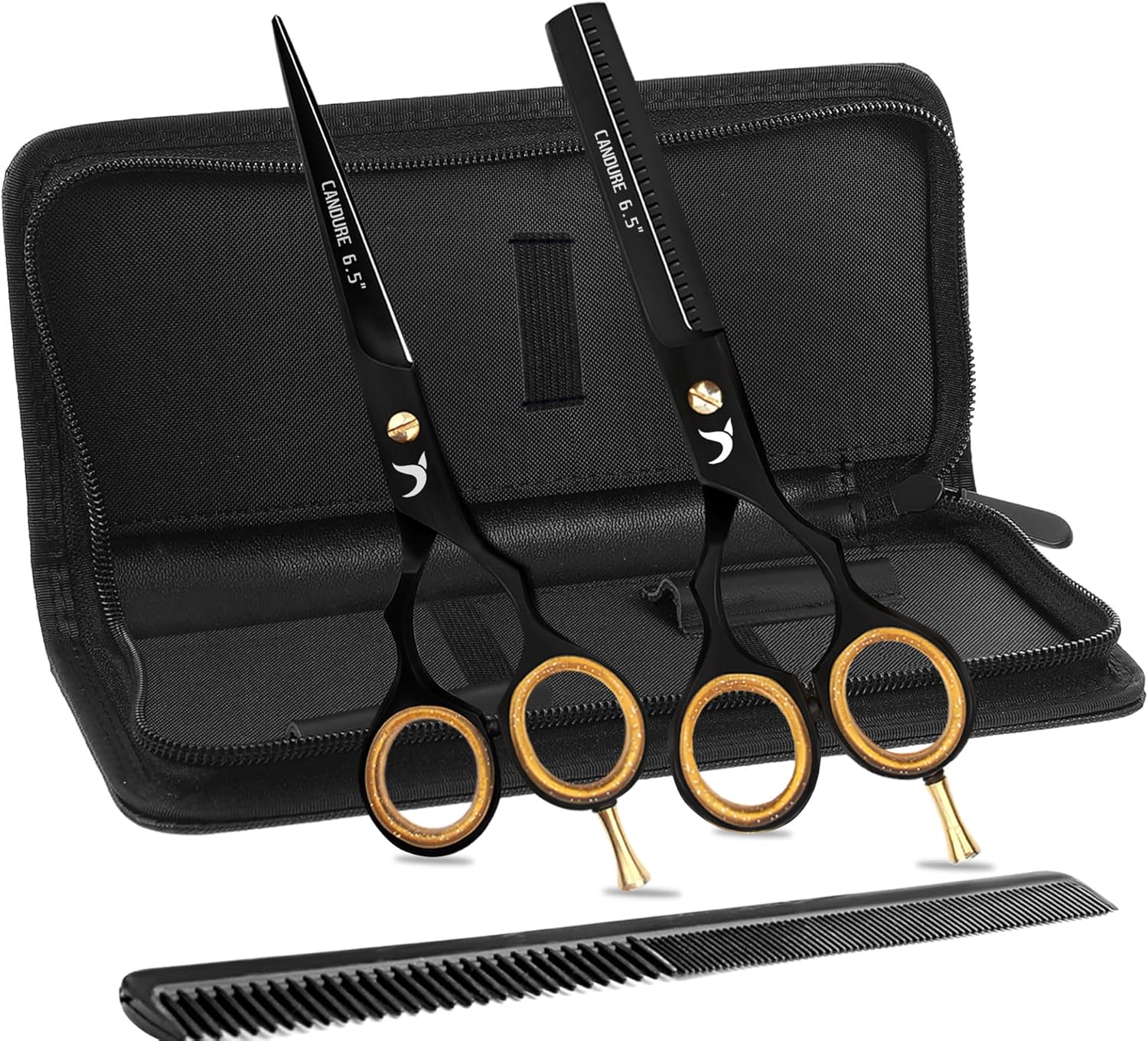 Candure - Set ciseaux de coiffure noir - 6,5
