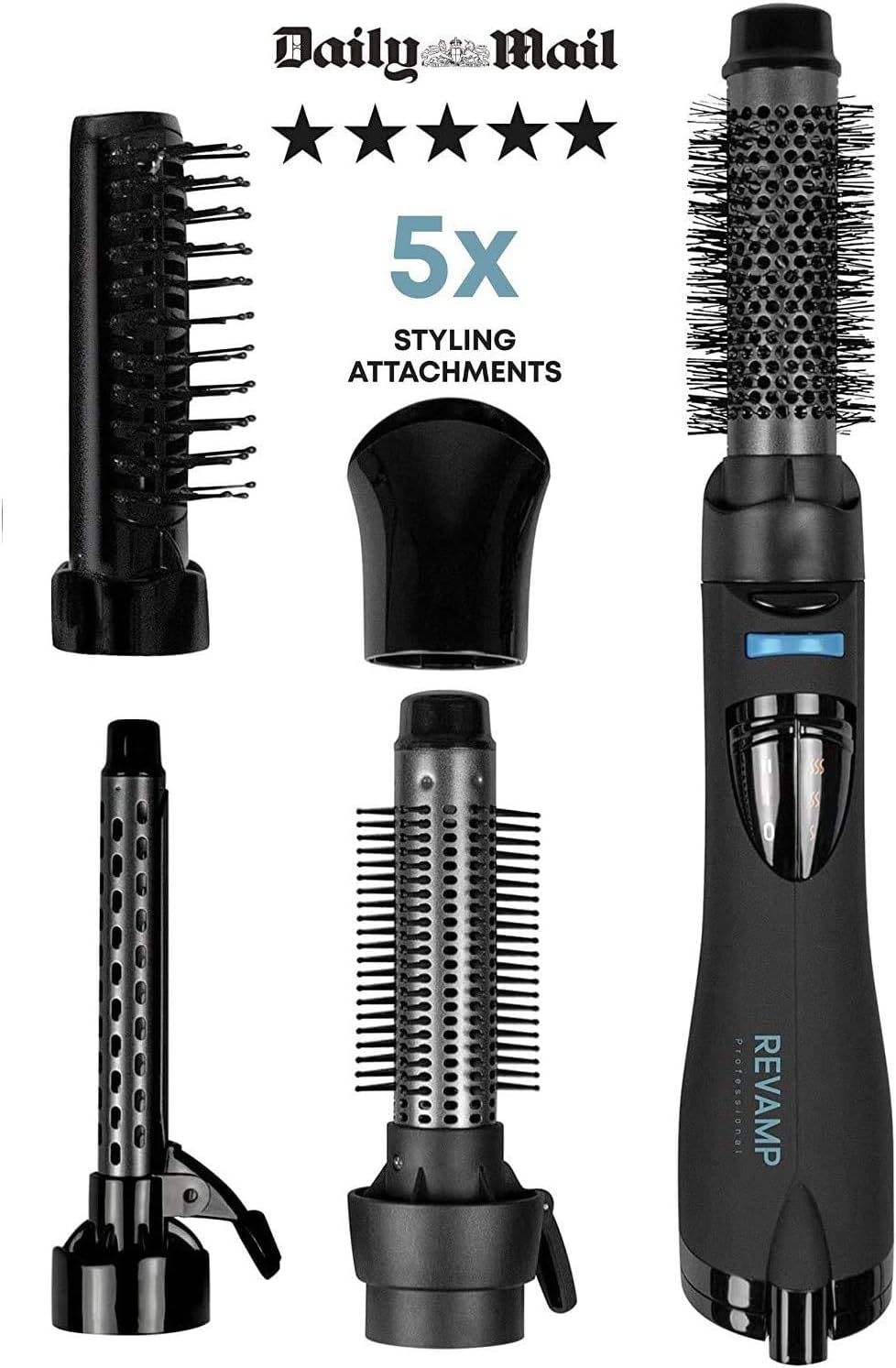 Revamp - Progloss Airstyle 5-en-1 - coiffe 5 accessoires, ionique, huiles infusées