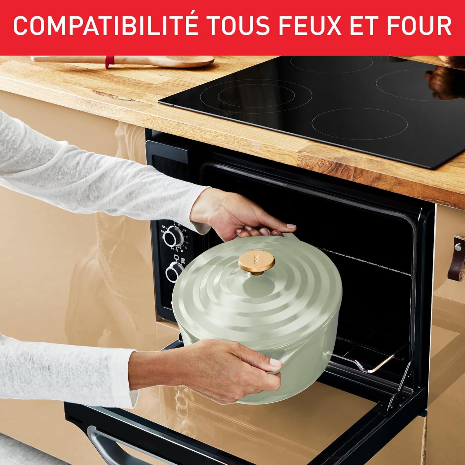 Tefal - Cocotte fonte ovale série Air - 30cm - fonte alu légère, céramique, four, induction, E2668925
