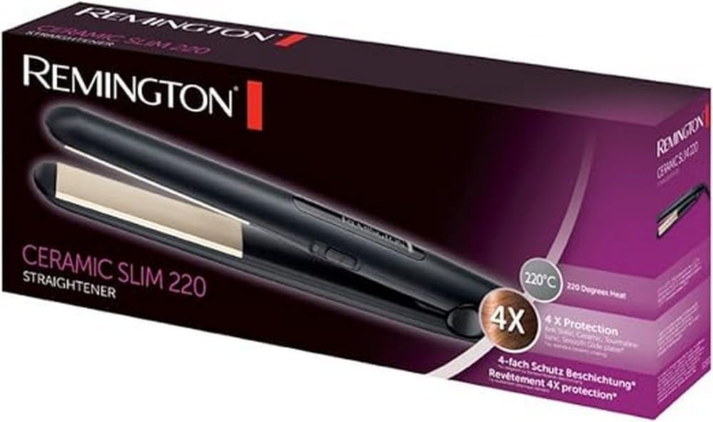 Remington - Lisseur Ceramic Slim - plaques fines - 4X protection, chaleur homogène, brillance, S1510