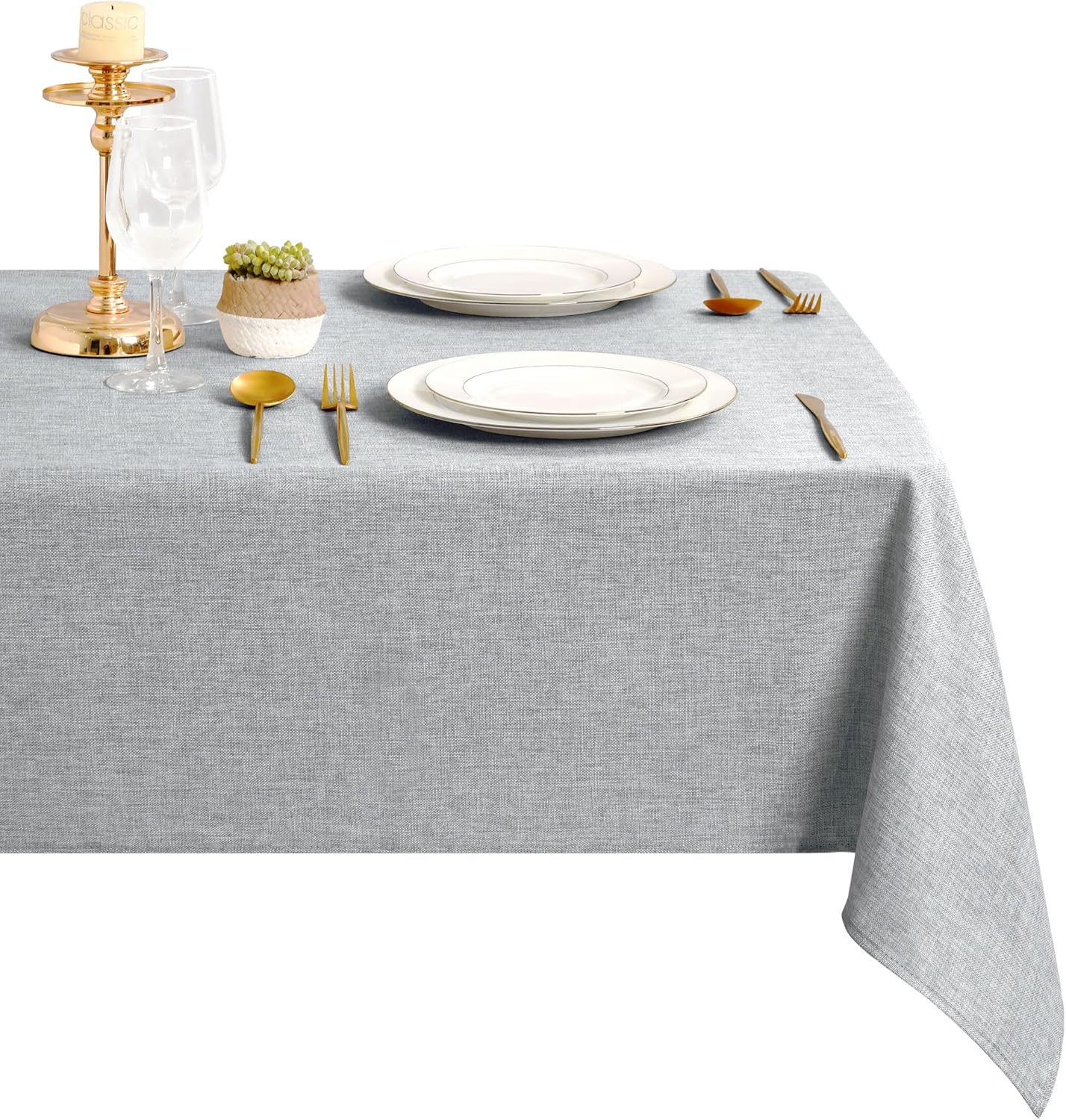 DWCN - nappe aspect lin - 135x300cm - lavable, imperméable, anti-tache