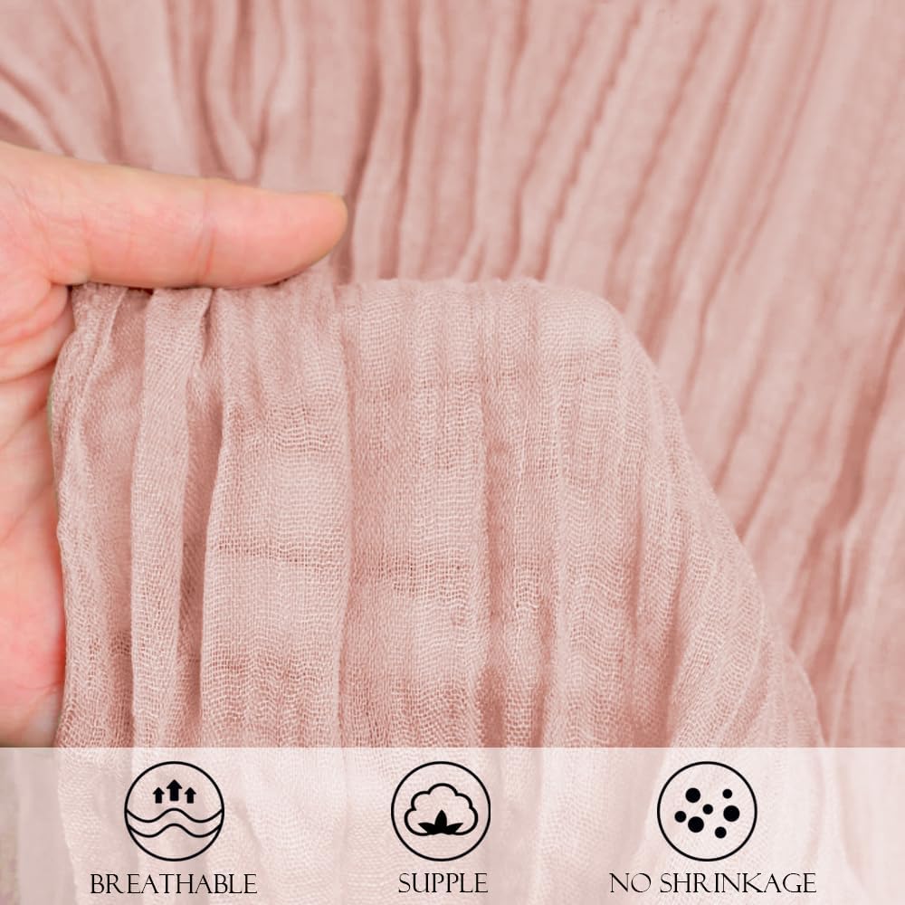 Chemin de table - Gaze de coton froissée - 90x300 cm - Style boho rustique