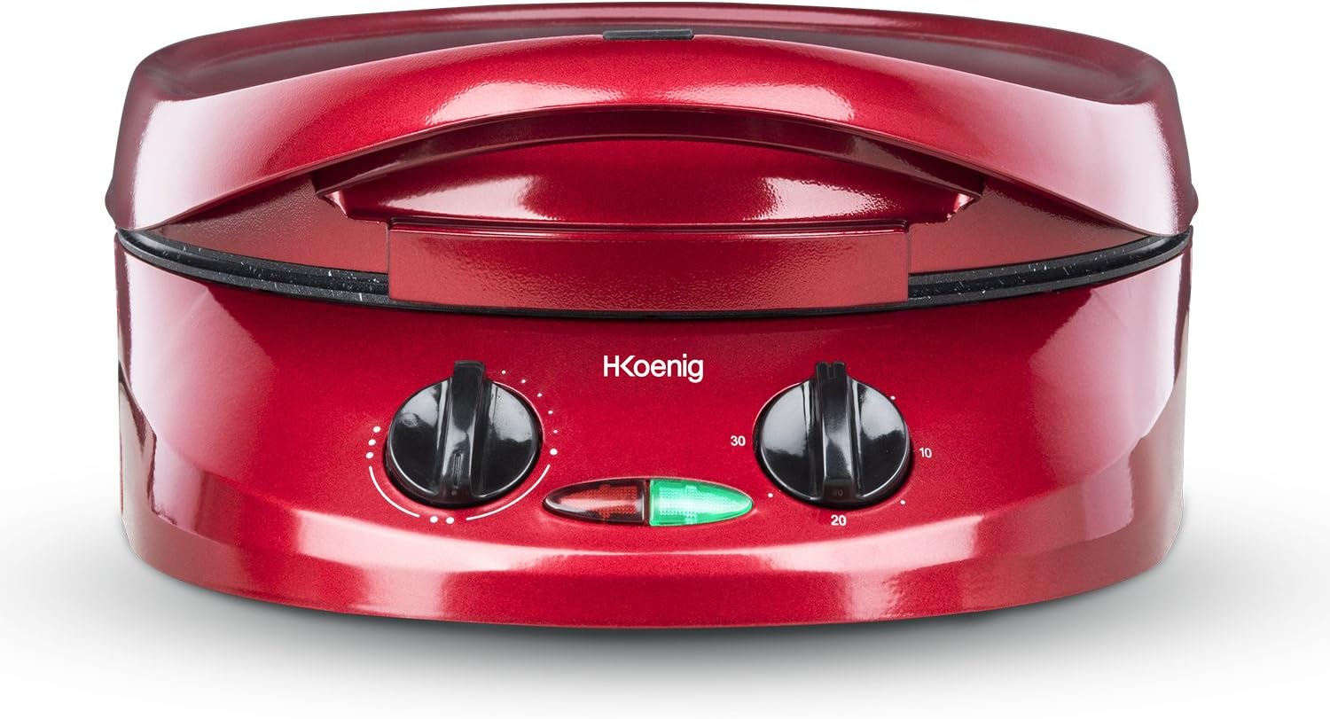 H.Koenig - Tart Maker TRT180 - 9 moules - multifonction, thermostat réglable, plaques grill, ouverture 105-180° - TRT180