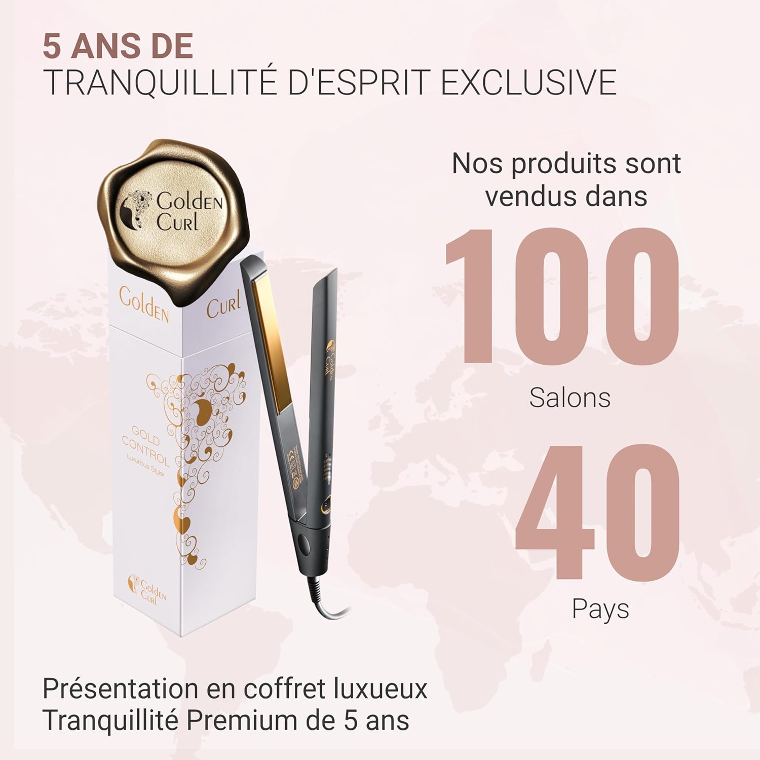 Golden Curl - Gold Control - lisseur/boucleur 2 en 1 - garantie 5 ans, température réglable