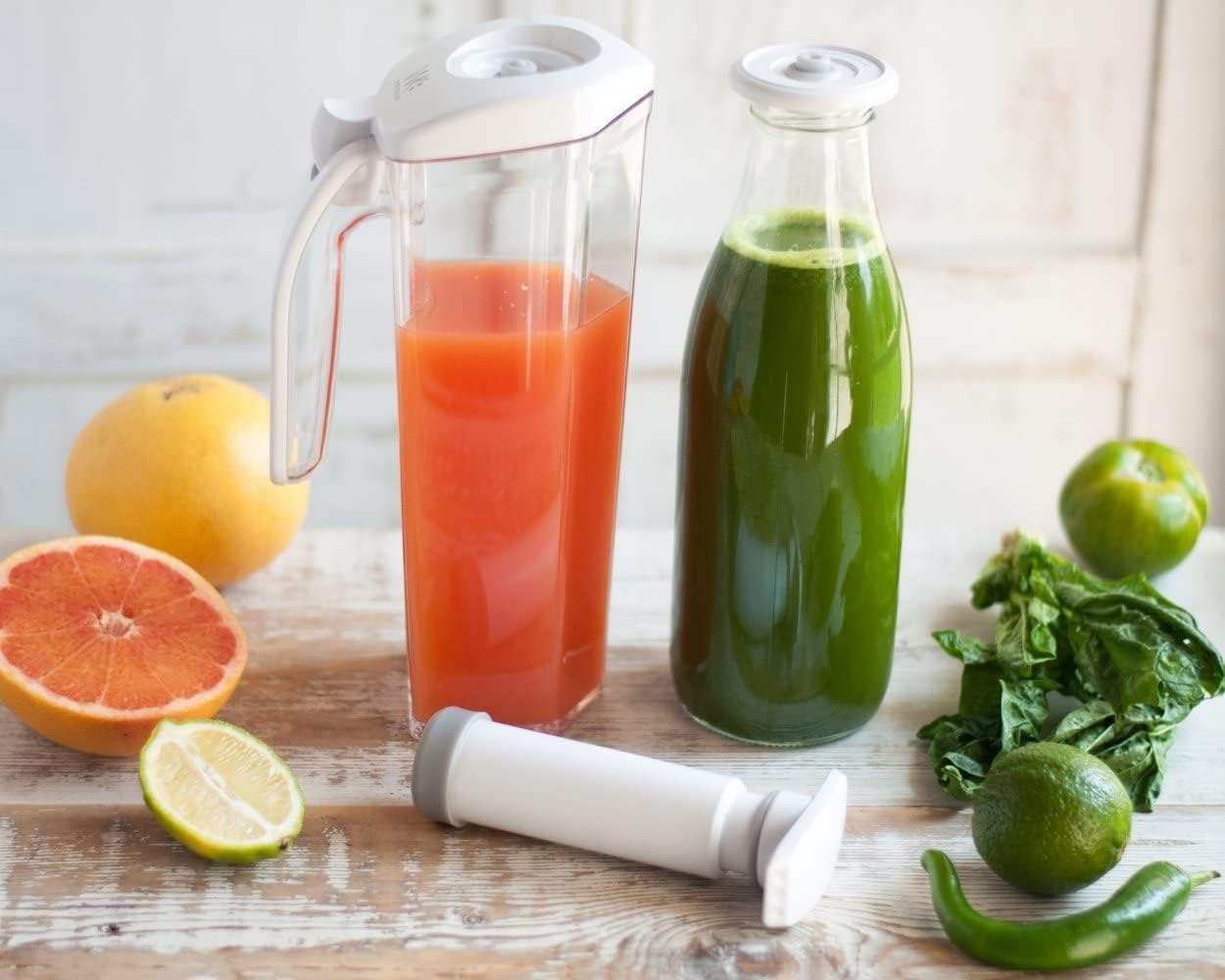 PIKA - Kit conservation sous vide 1L - carafe, pompe, couvercle S, blanc