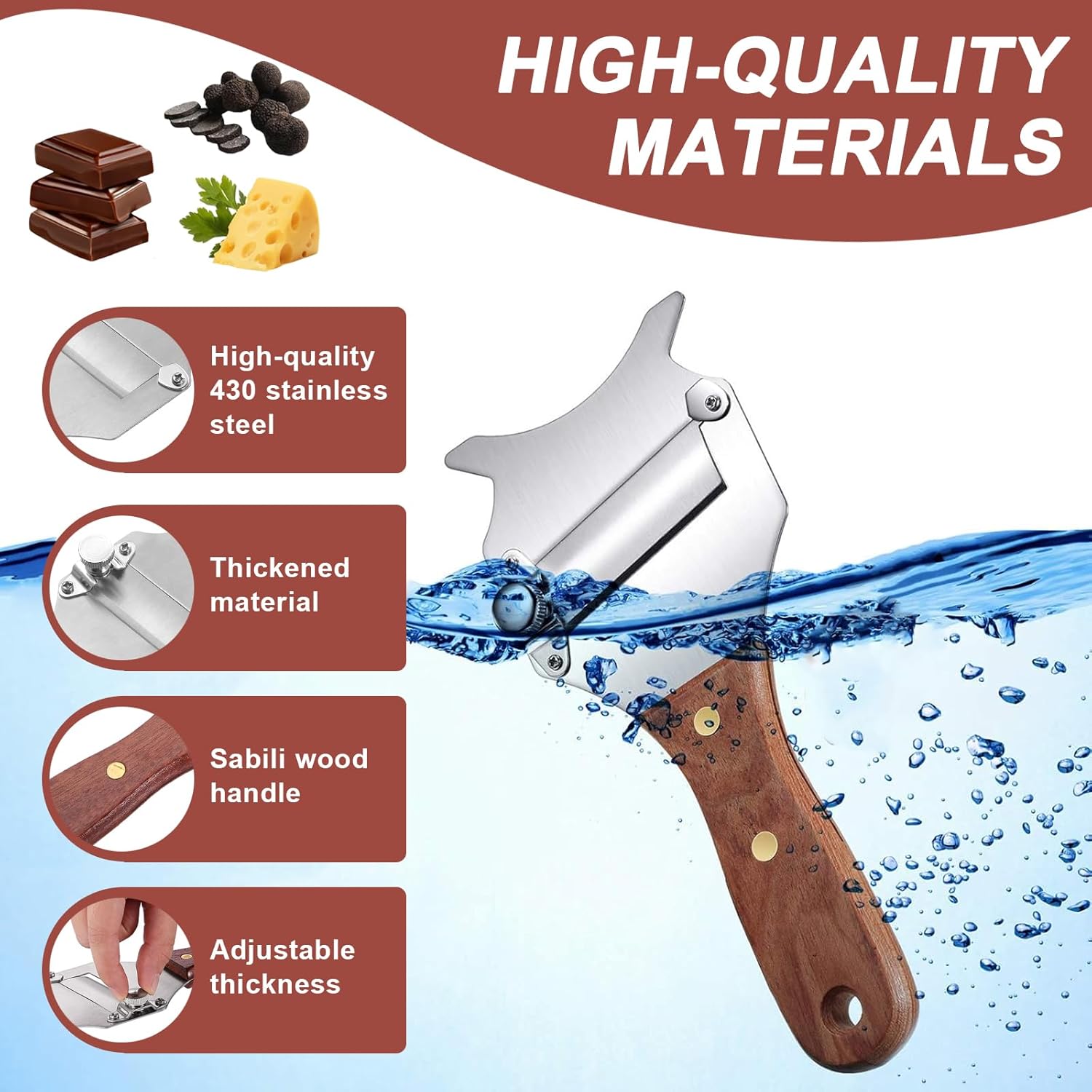 Coupe Truffe - trancheuse inox réglable 19,5x8 cm, multi-usages