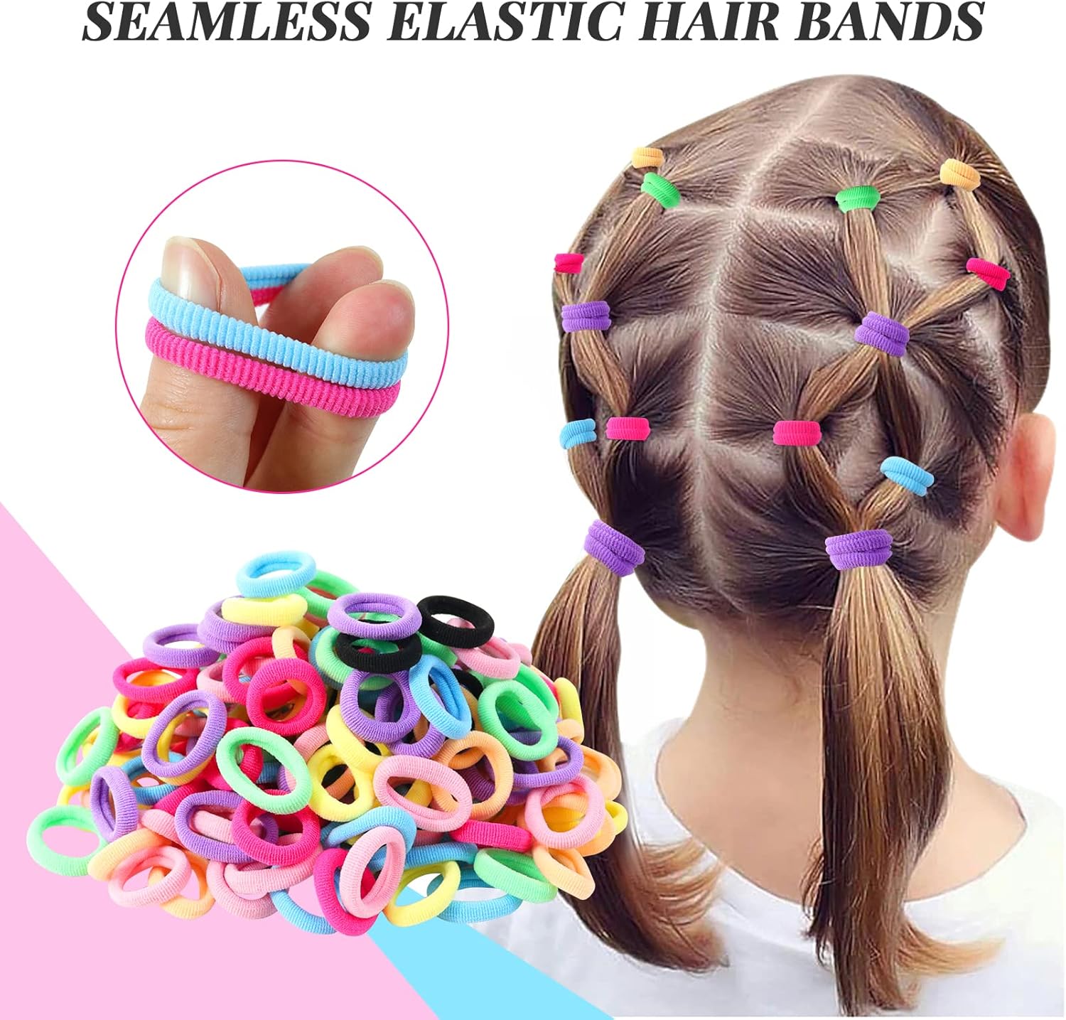 Élastiques à cheveux - multicolores - 200 pièces - doux, mini, bébé, enfants