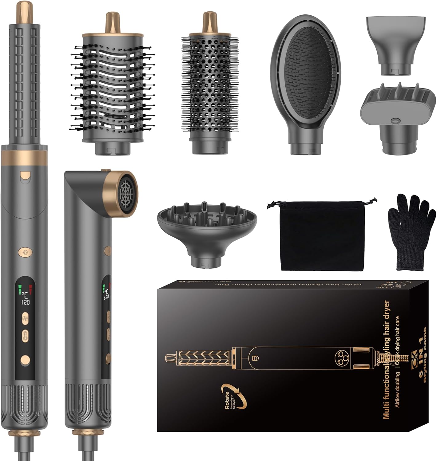 OKWRAP - Air Styler 7 en 1 - 1300W - séchage, bouclage, lissage 110000TR/MIM