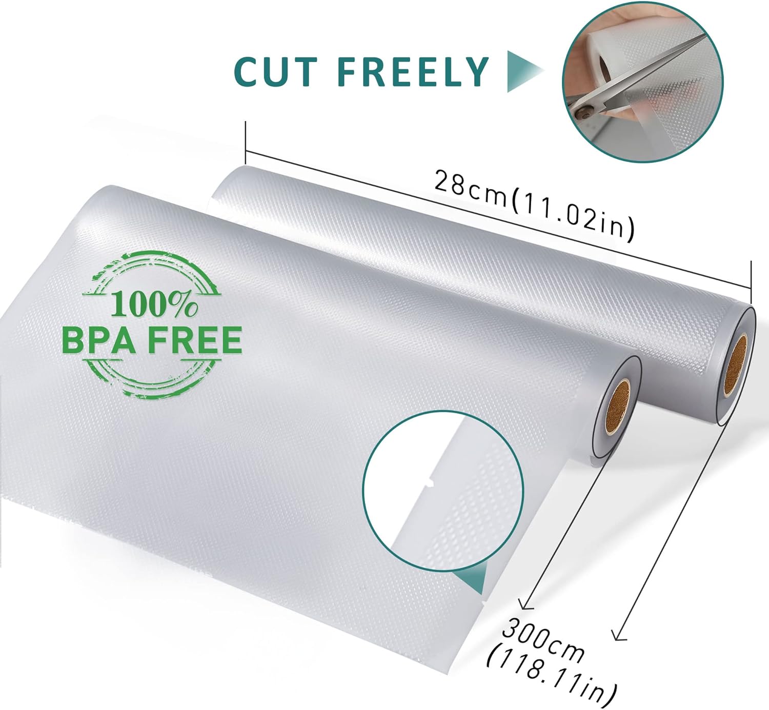 YISH - rouleaux sous vide alimentaire - 28x300cm - sans BPA, 5 pièces