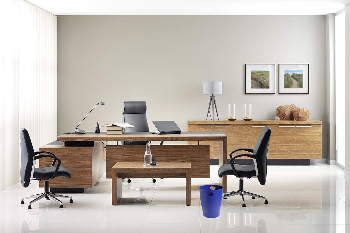 Exacompta - corbeille à papier Ecobin - 15L 26,3x26,3x33,5 cm - poignées, opaque bleu nuit - 453104D