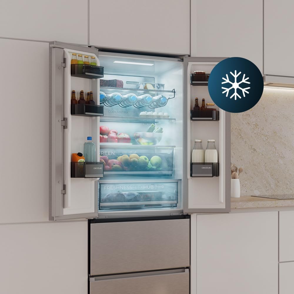 Cecotec - Bolero CoolMarket Combi F2D - 201x59,5cm - 395L, No Frost, Maxi Efficacité, F2D395