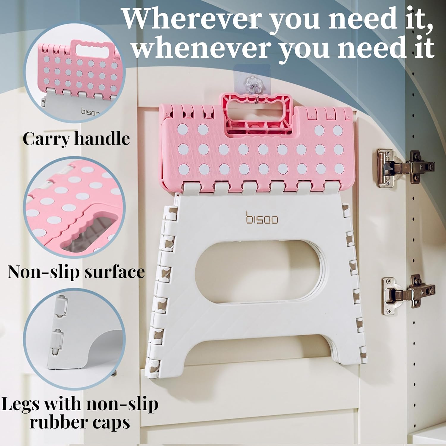 Bisoo - Tabouret pliable enfant - 27cm - WC portable, sûr, rose