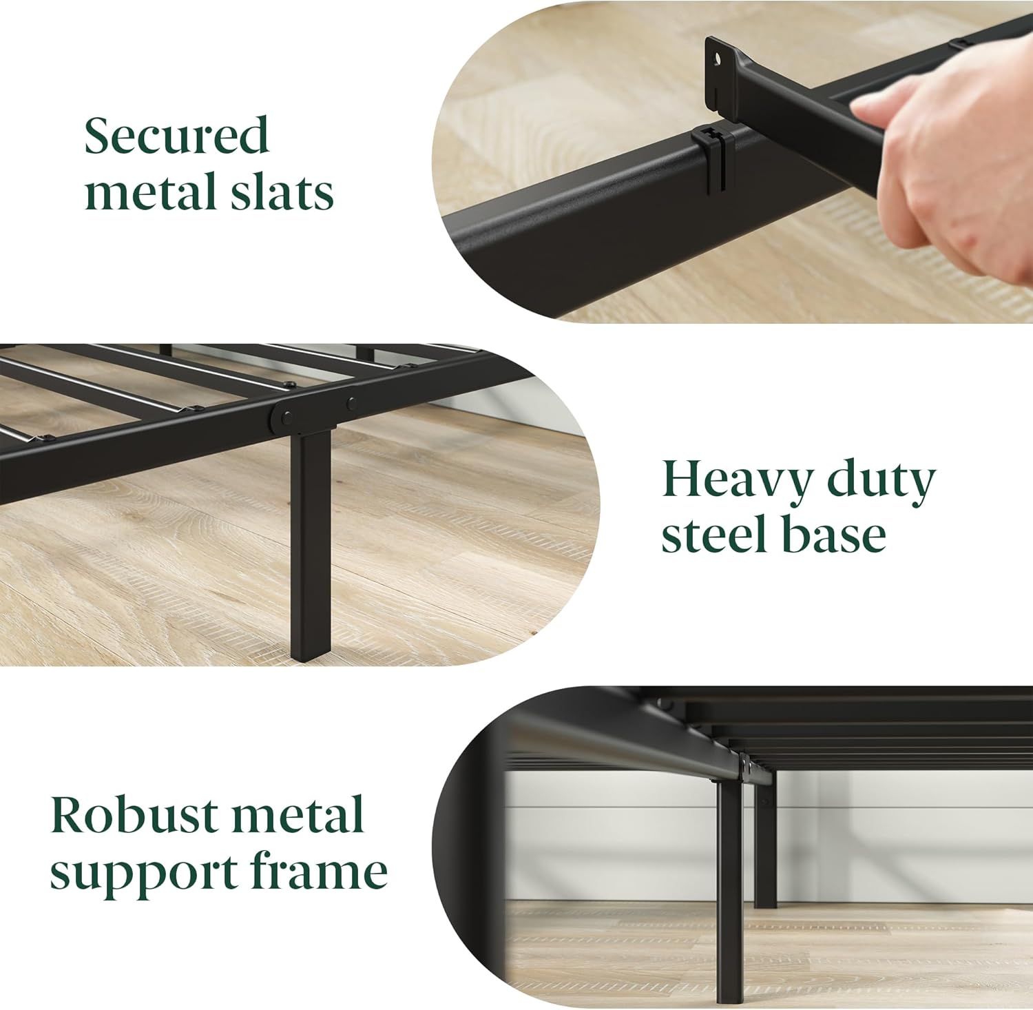 Zinus - Florence - 140x190 cm - sommier métal robuste, tête de lit, rangement