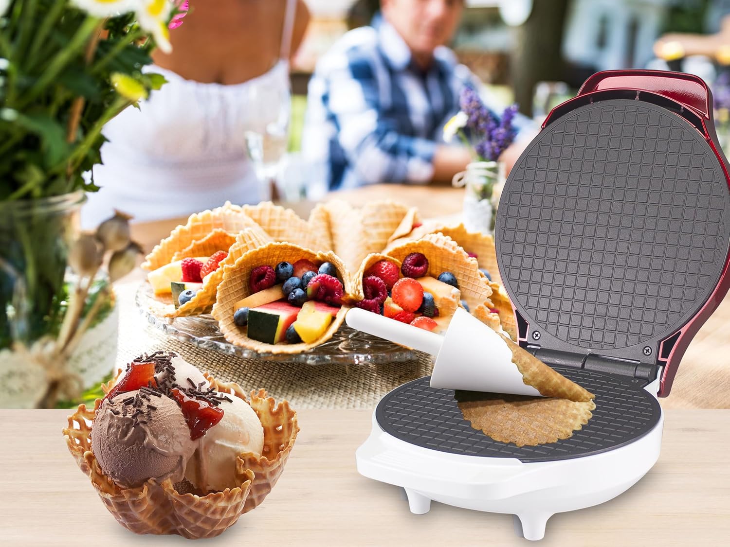 BEPER - gaufrier série P101CUD002 - 18 cm - 1000W, poignée isolante, accessoires inclus P101CUD002