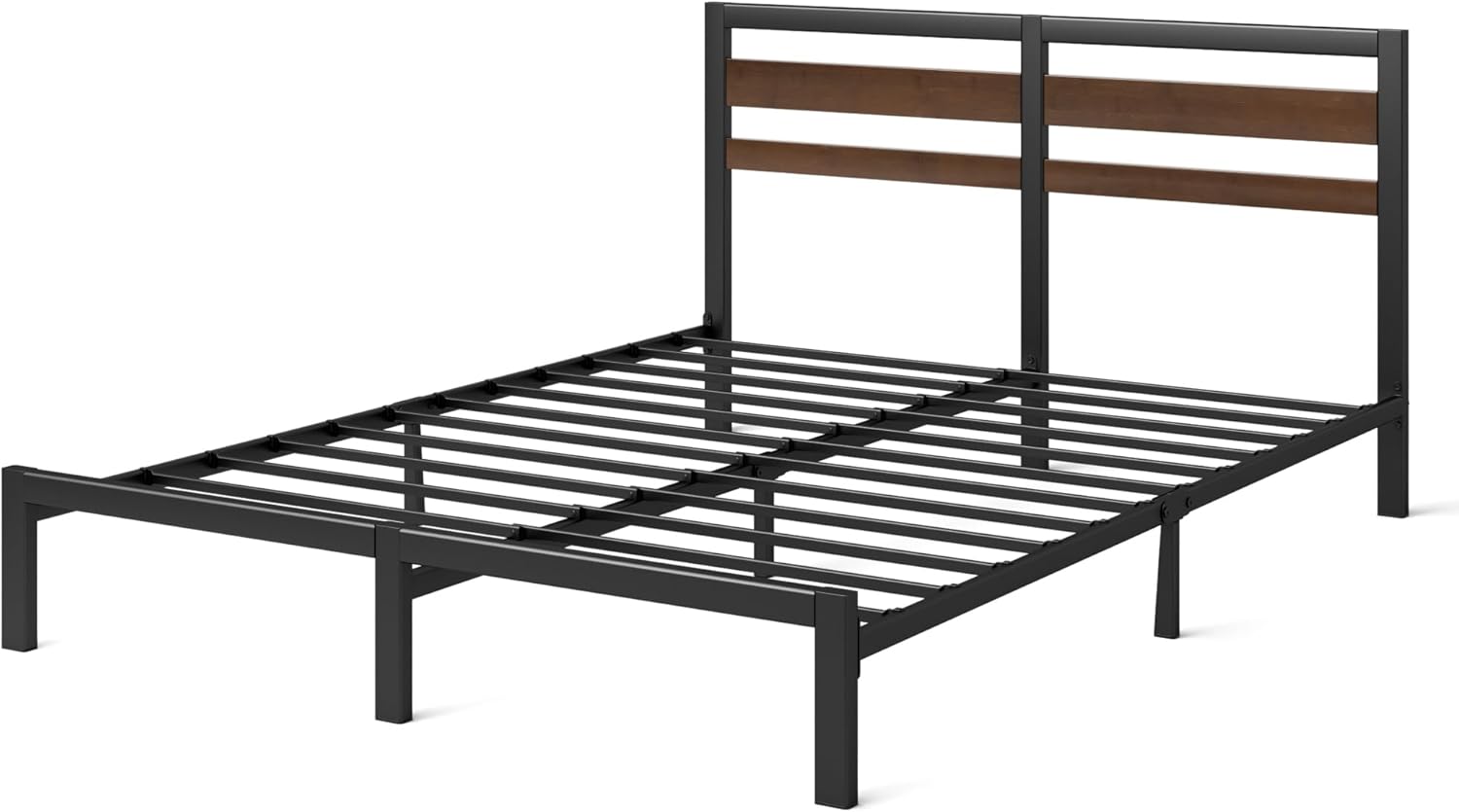 Zinus - Kai - 140x190 cm - sommier métal et bambou, tête de lit, rangement