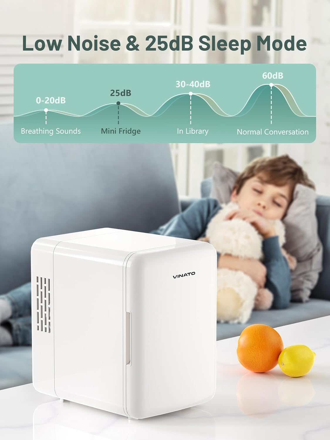 VINATO - Mini frigo 4L - compact, portable, AC/DC, chambre, voiture