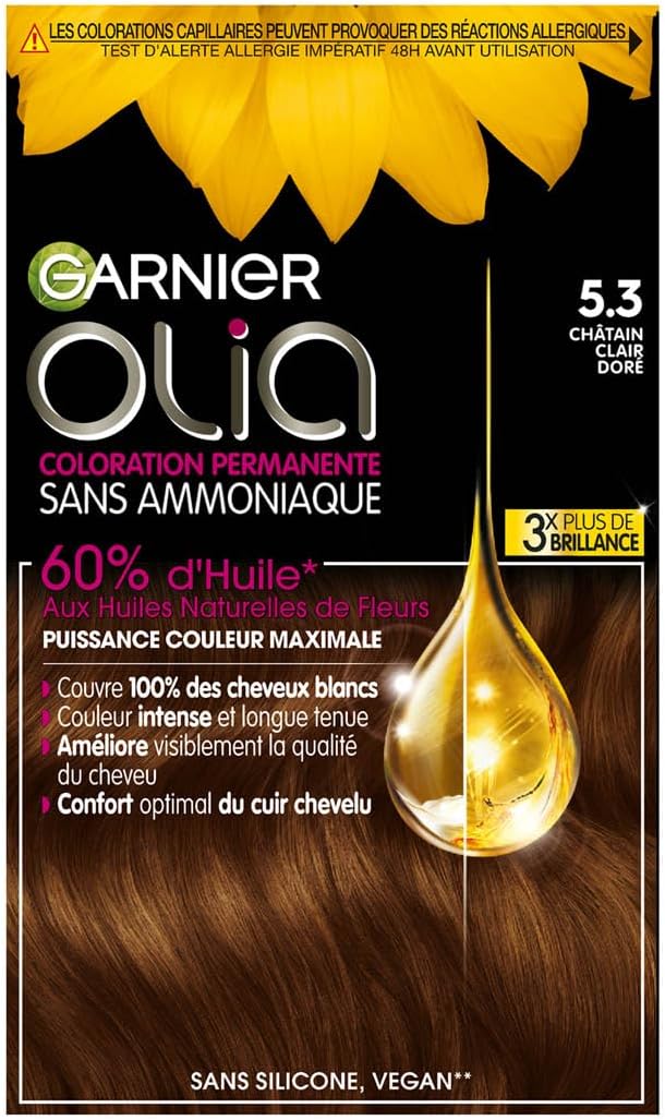 Garnier - Olia coloration permanente - 5.3 - sans ammoniaque, huiles naturelles