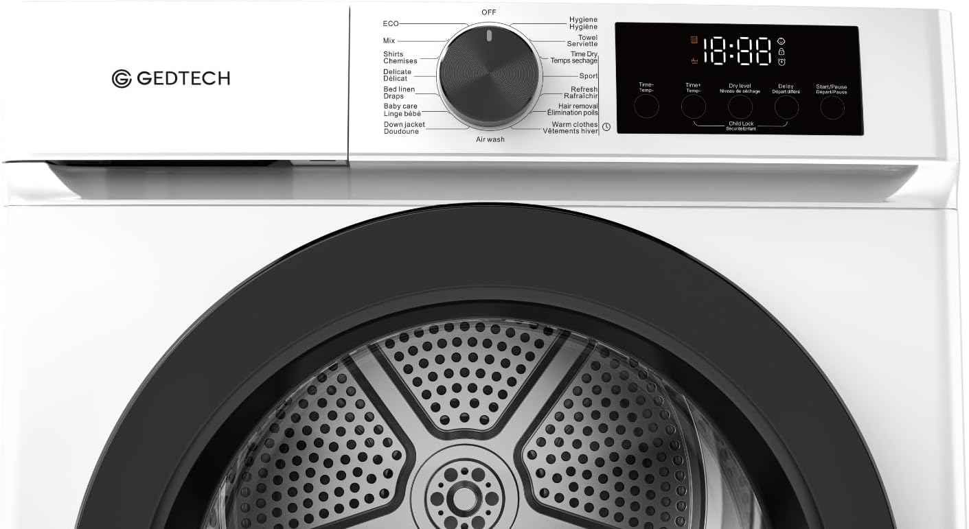 GEDTECH - sèche-linge pompe à chaleur - 60cm - 10kg, 16 programmes, départ différé - SLHPE