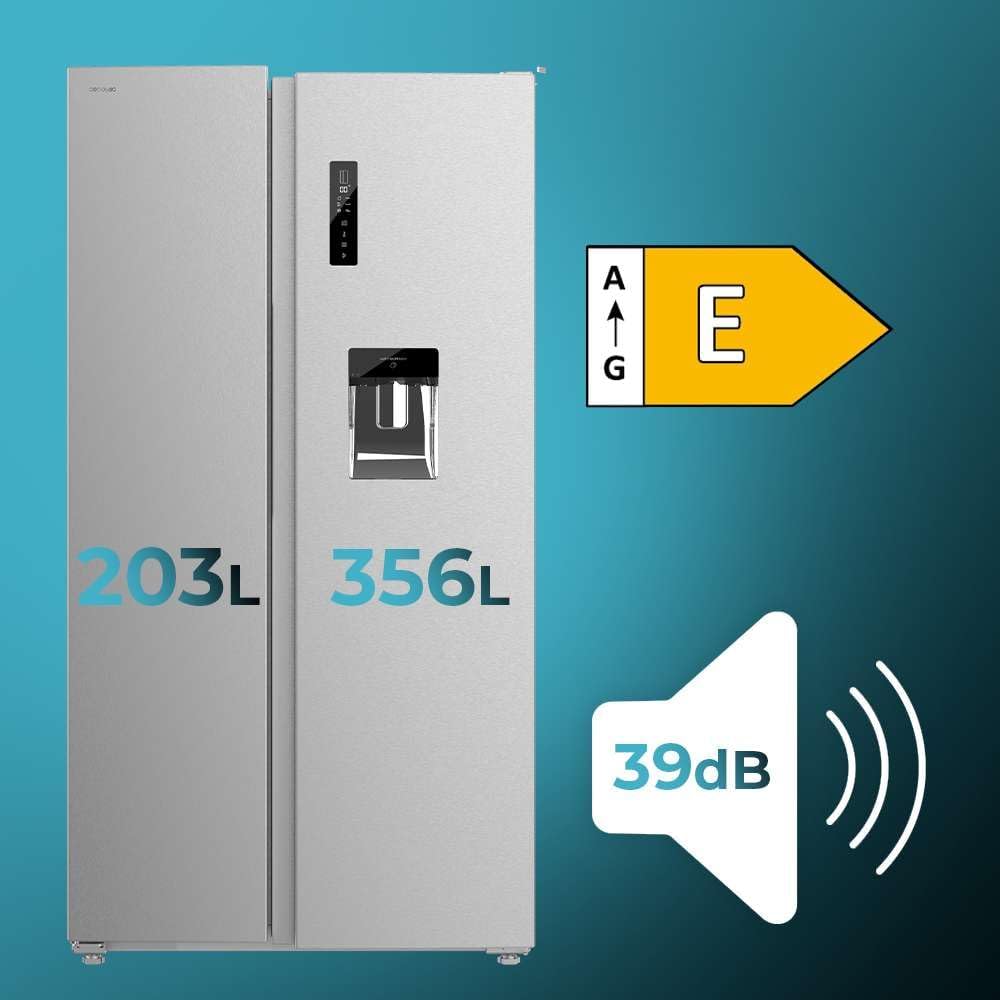 Cecotec - Bolero CoolMarket série - 177x90 cm - 559L, No Frost, Inverter, SBS 559 Inox E