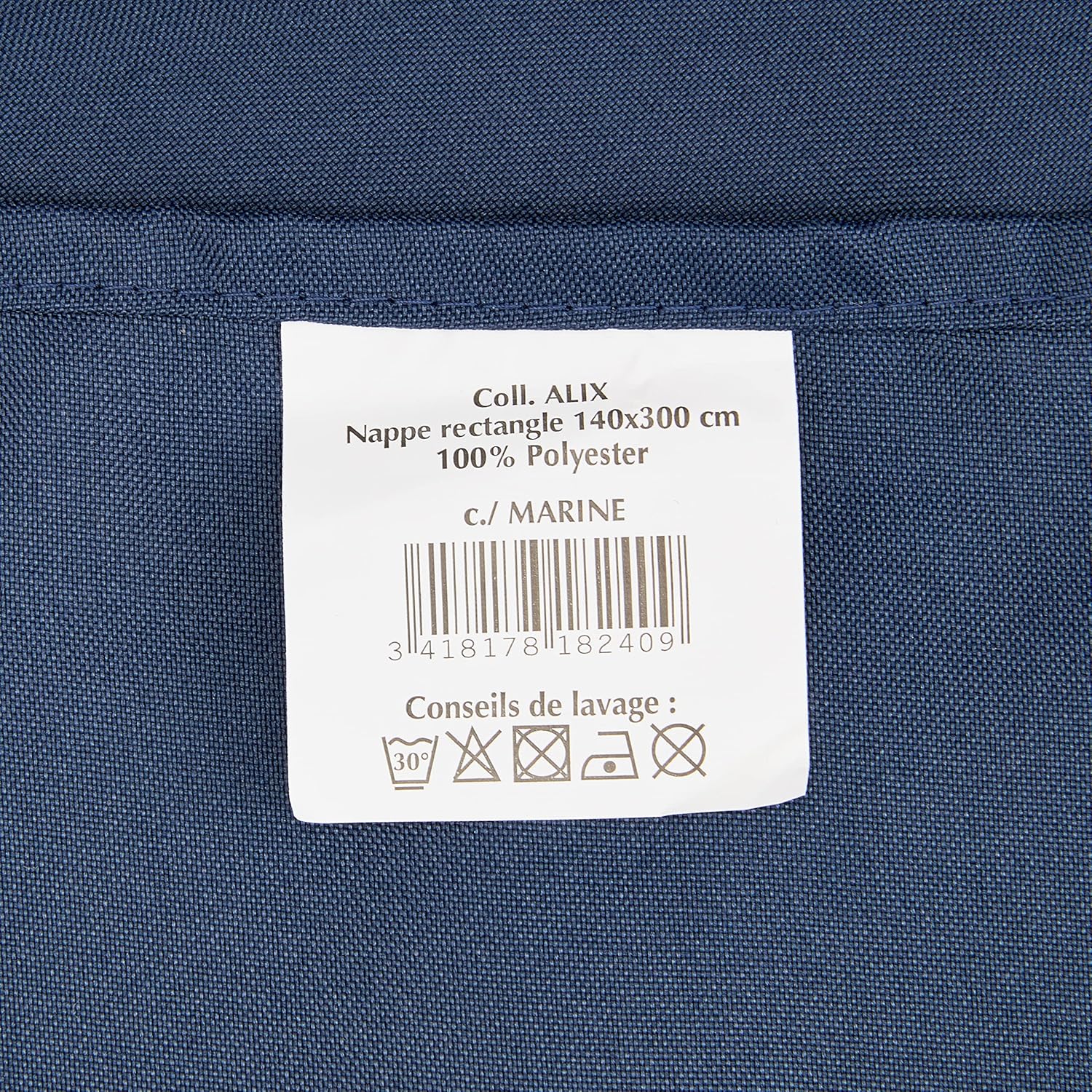 Soleil d’Ocre - Alix - nappe rectangle 140x300 cm, polyester bleu marine