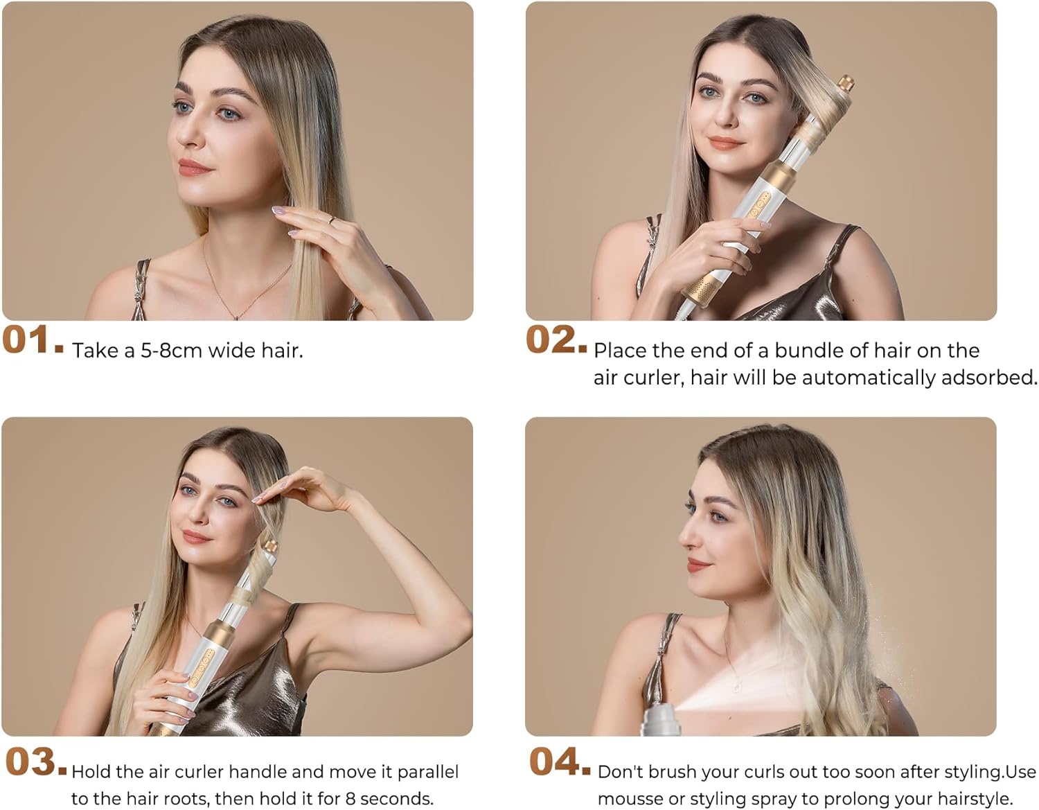 UKLISS - Sèche-cheveux 7 en 1 - 110000 tr/min, multifonction, blanc