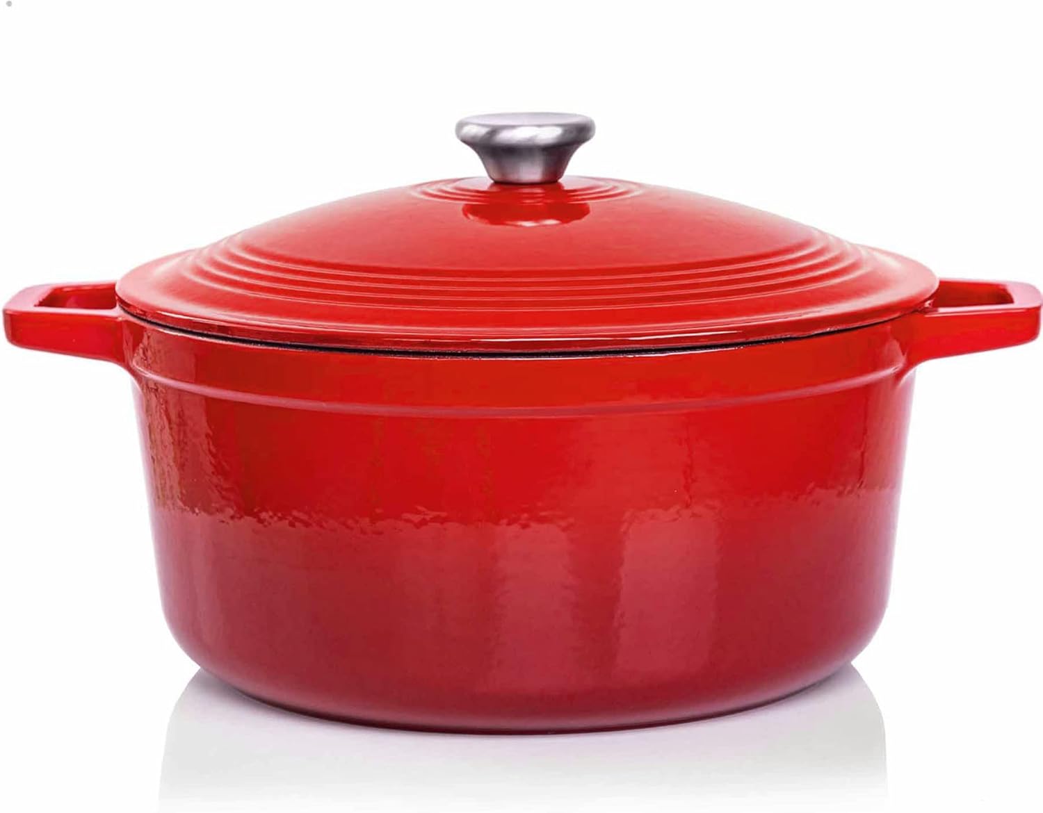 VeoHome - cocotte fonte émaillée 6L Ø28cm - induction/gaz/four, cuisson homogène, couvercle relief