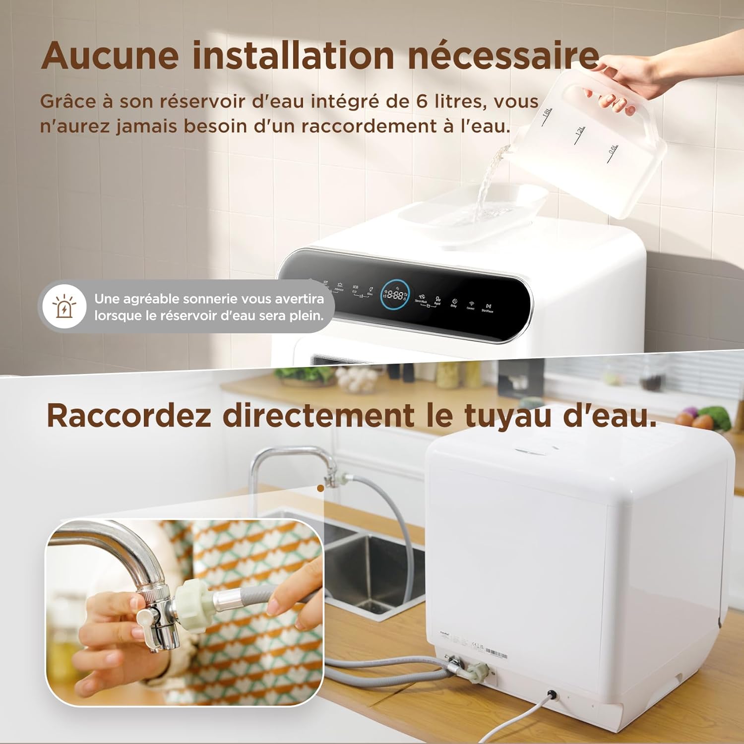 Comfee' - lave-vaisselle 3 couverts, 7 programmes, écran LED, MFD42S110W-IT