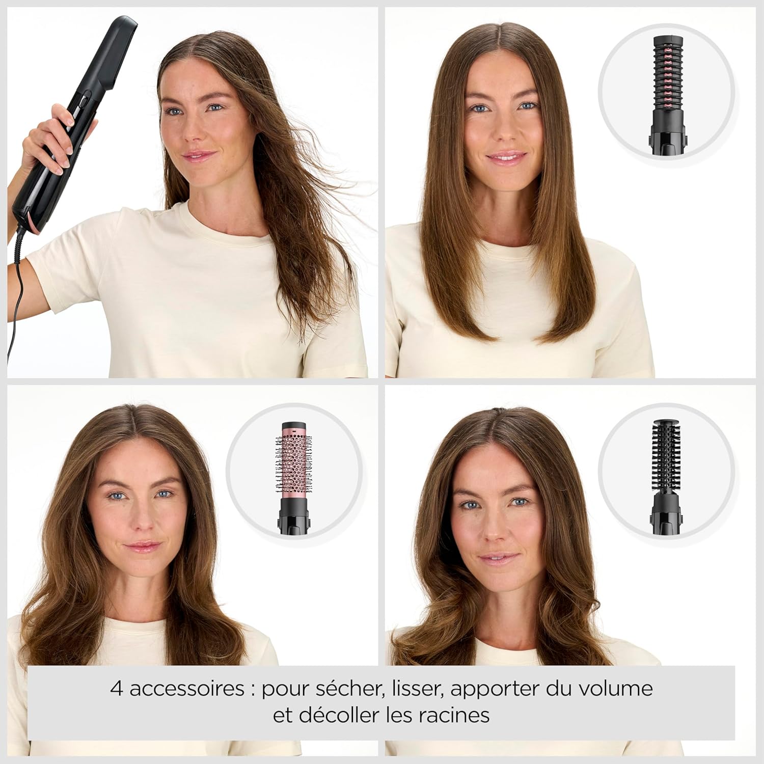 BaByliss - Brosse soufflante Perfect Finish - 3 embouts, ionique, 2 vitesses, bouton air froid - AS126E
