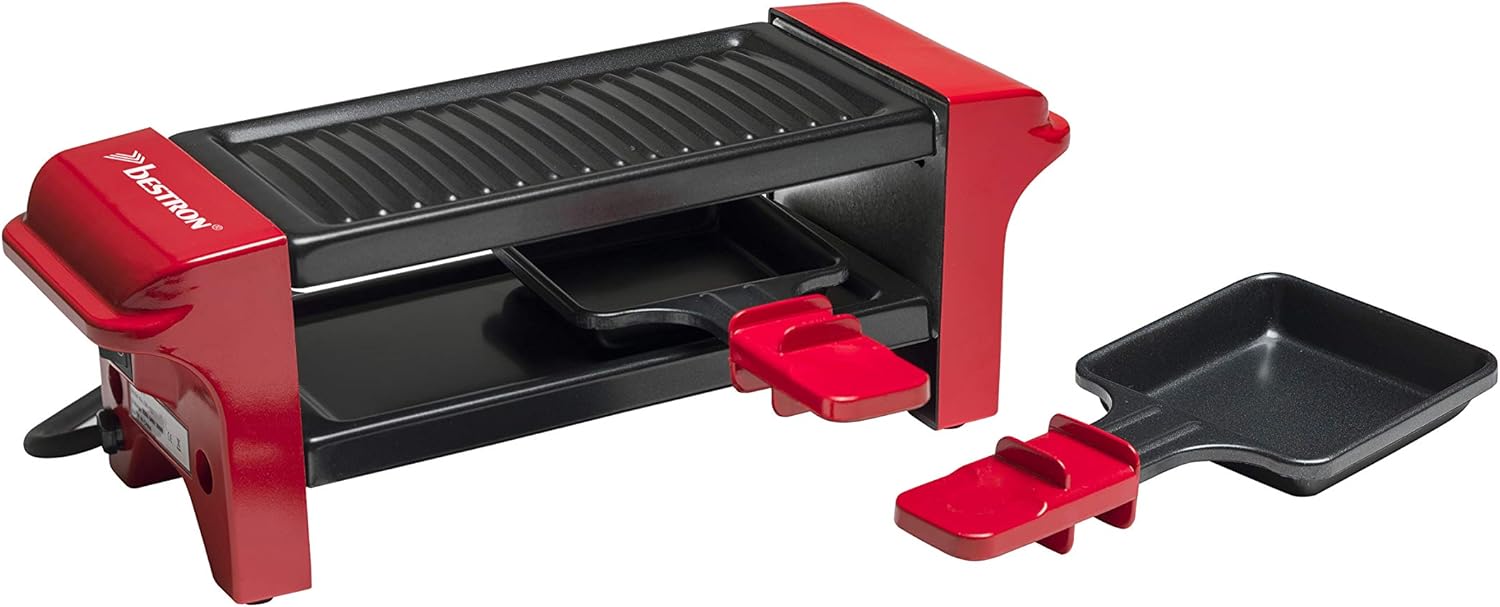 Bestron - mini grill à raclette, 2 personnes, 350W, revêtement antiadhésif