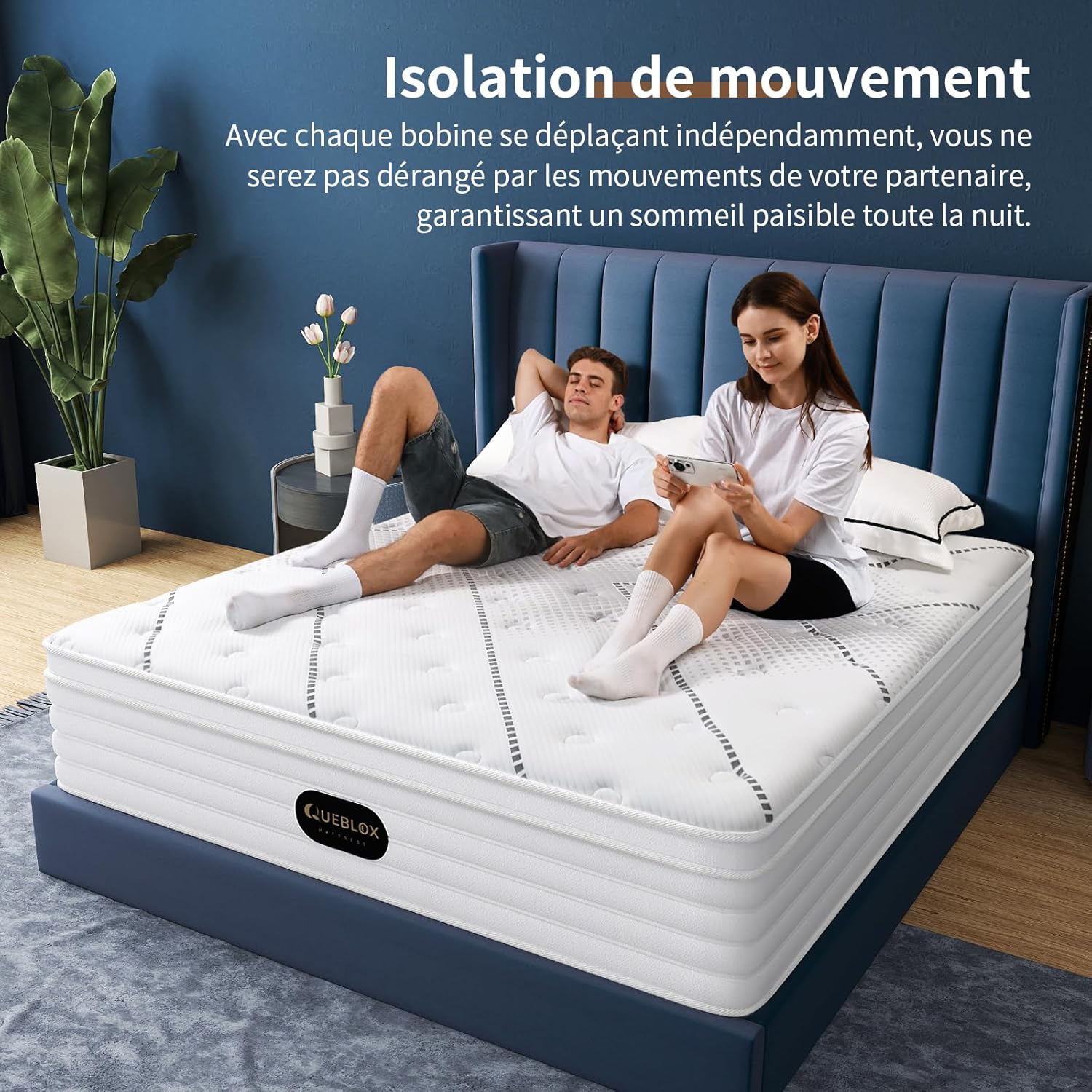Matelas - 7 Zones Pocket Sprung - 140x200x28cm - fermeté moyenne, isolation mouvements