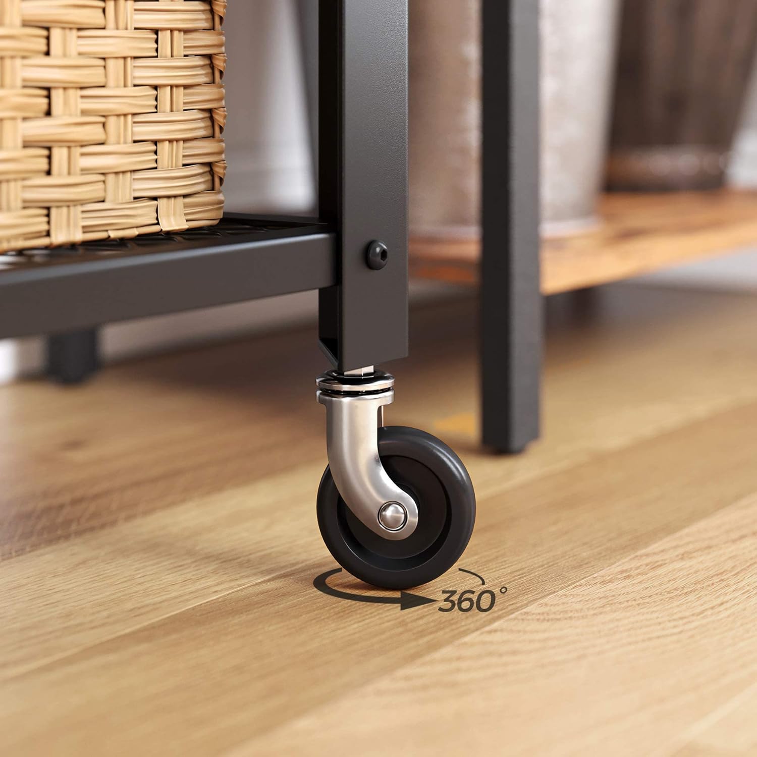 VASAGLE - chariot de service 3 niveaux - bois, roues, rangement LRC78X