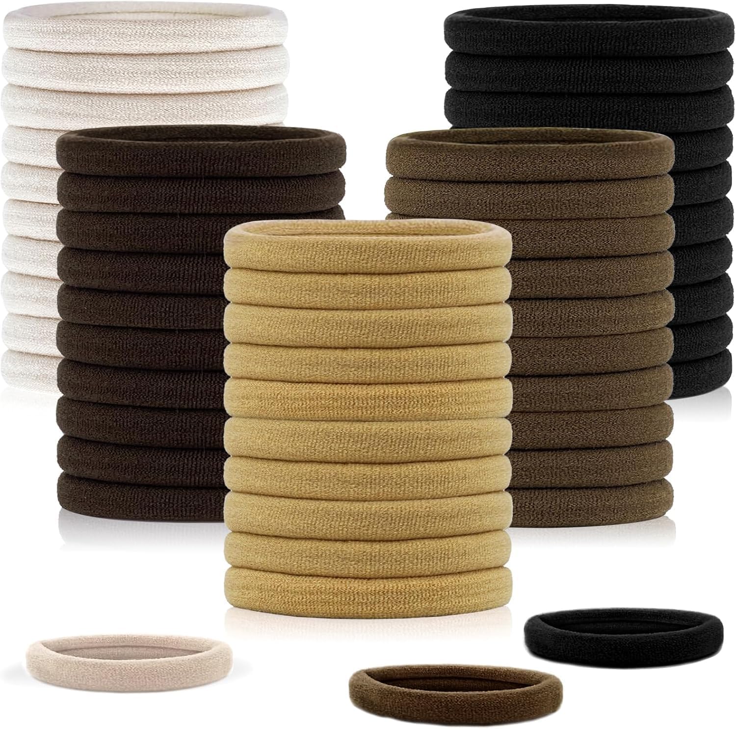 Élastiques cheveux - lot de 50 - coton sans couture 4 cm, épais, mixte