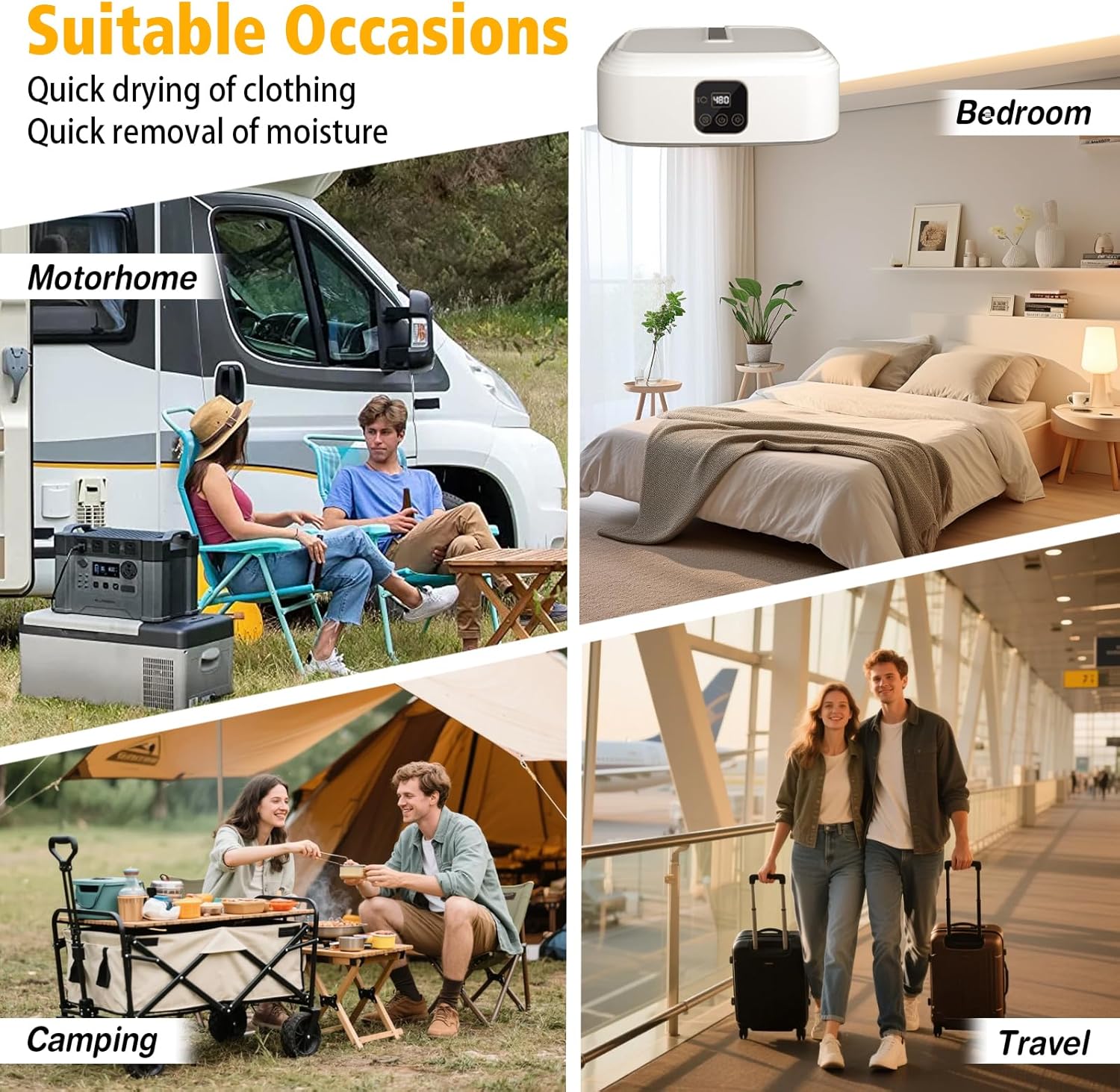 Sèche-linge électrique portable - pliable, minuterie 8h, UV, LED, PTC, idéal maison/voyage