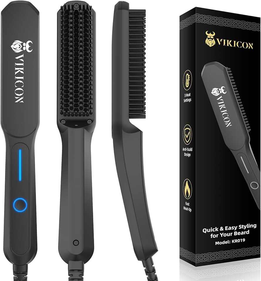 VIKICON - Mini lisseur barbe, portable, ion négatif, 3 températures