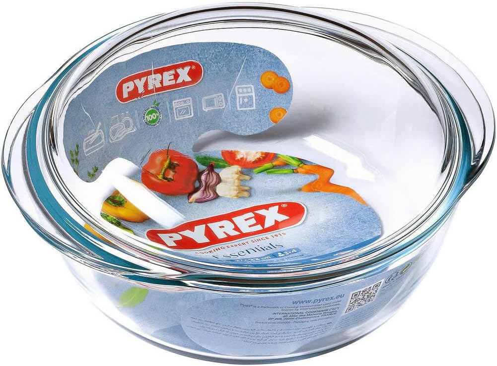 Pyrex - cocotte ronde Classic - 3,2L - verre résistant four/micro-ondes