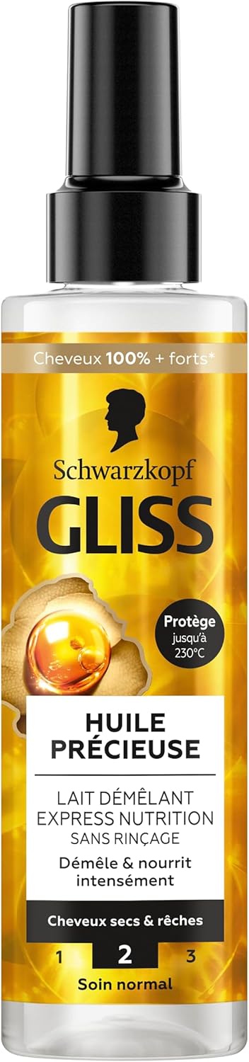 Schwarzkopf - Gliss Lait Démêlant Express 200ml - nourrit intensément, protège jusqu'à 230°C, cheveux secs