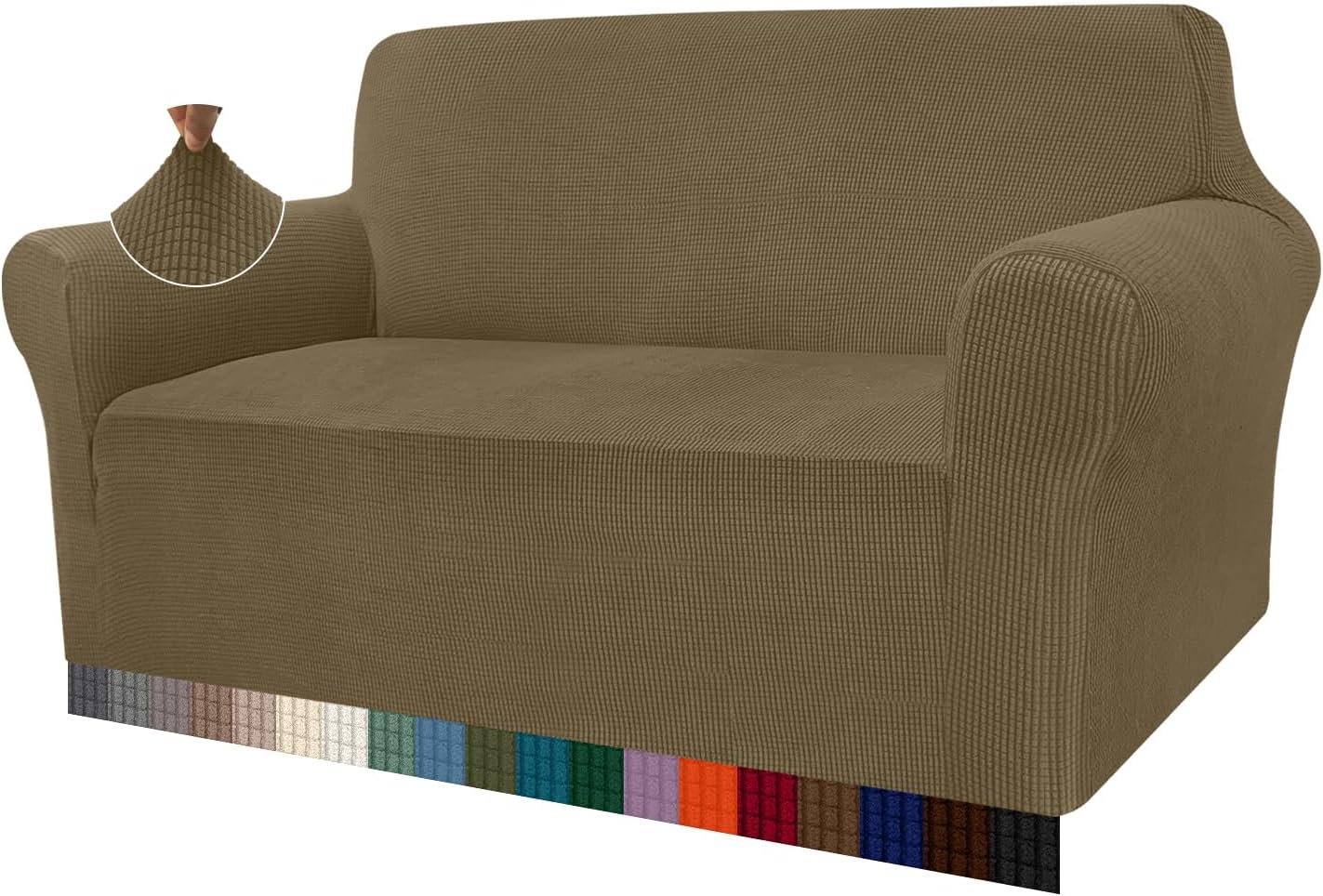 Granbest - housse de canapé jacquard 2 places - élastique, protection animaux, vert kaki