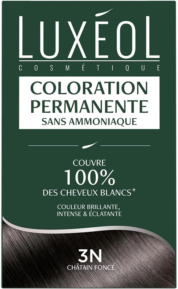 Luxéol - Coloration 3N Châtain Foncé - 60ml - couvre 100% cheveux blancs sans ammoniaque
