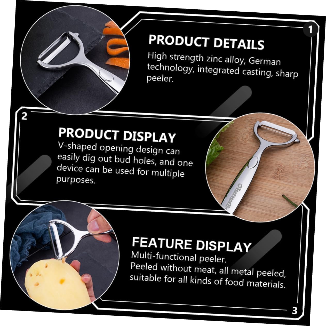 OhanaBeach - Éplucheur légume inox - matériau épais, manche ergonomique