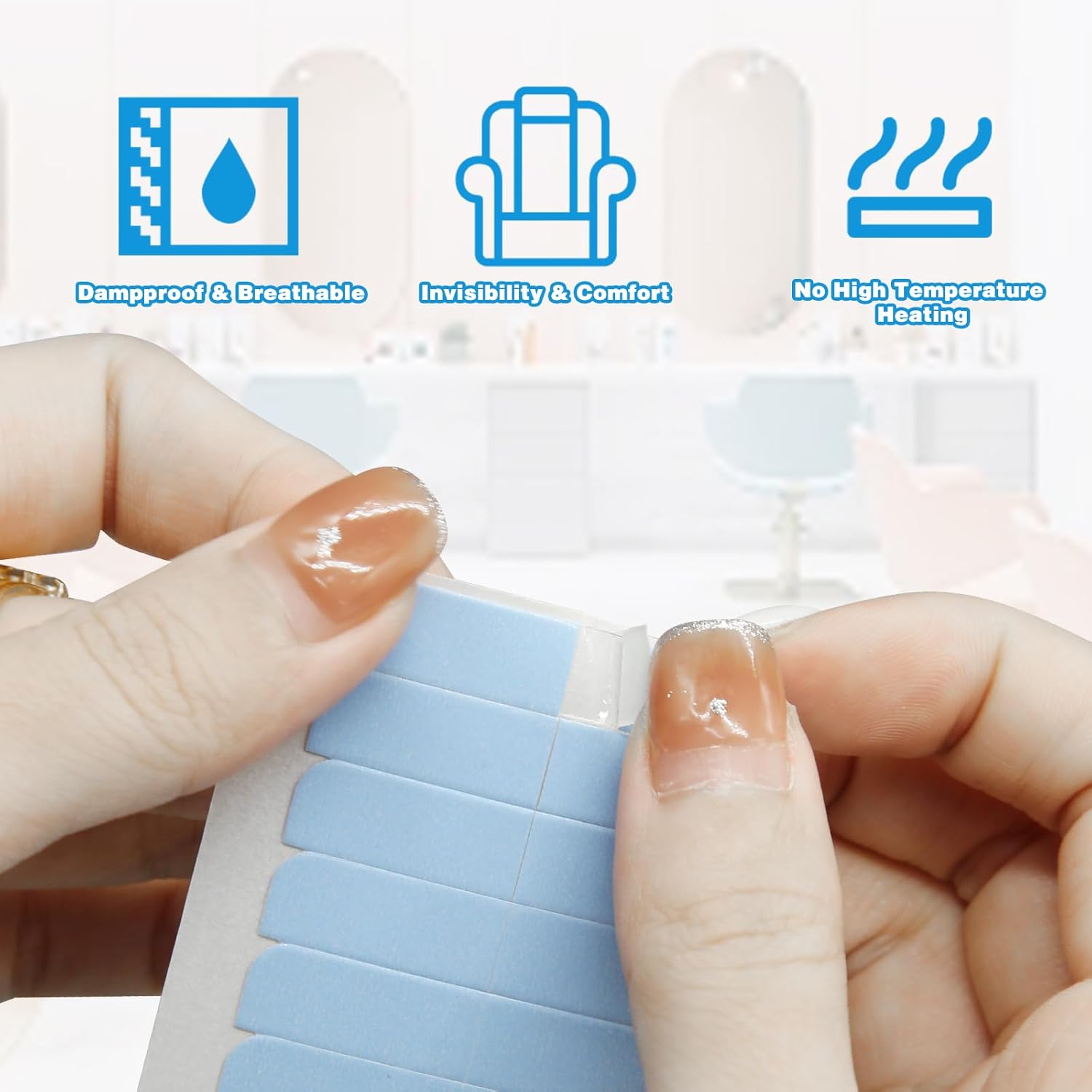 Ruban d'extension de cheveux - double face - 120 pièces - adhésif remplacement perruques/extensions