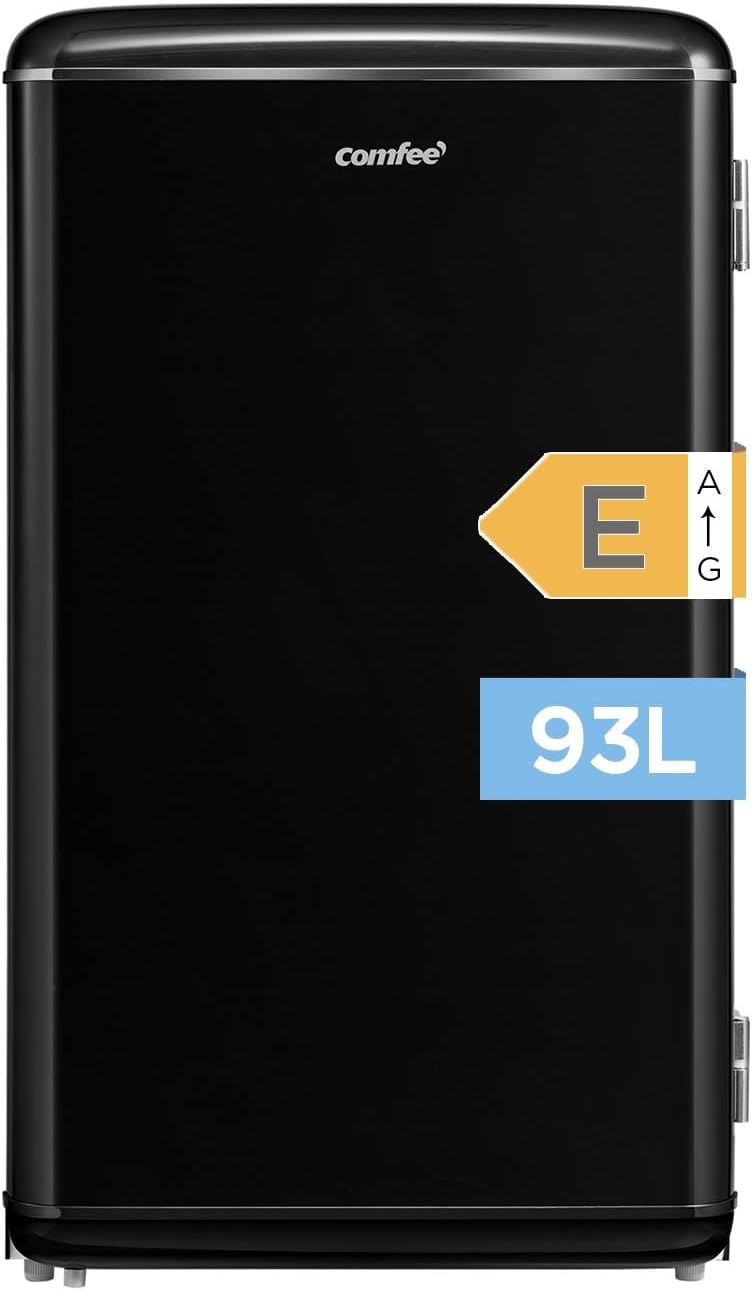 Comfee' - Réfrigérateur rétro 93L, sous-plan, LED, Noir, RCD93BL2EURT(E)