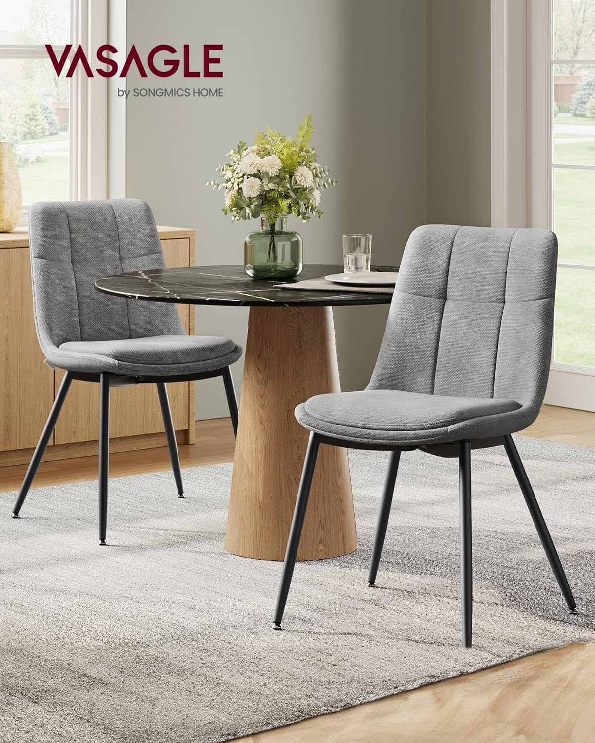 VASAGLE - chaise salle à manger moderne, double coussin, 120kg, KDC151G01