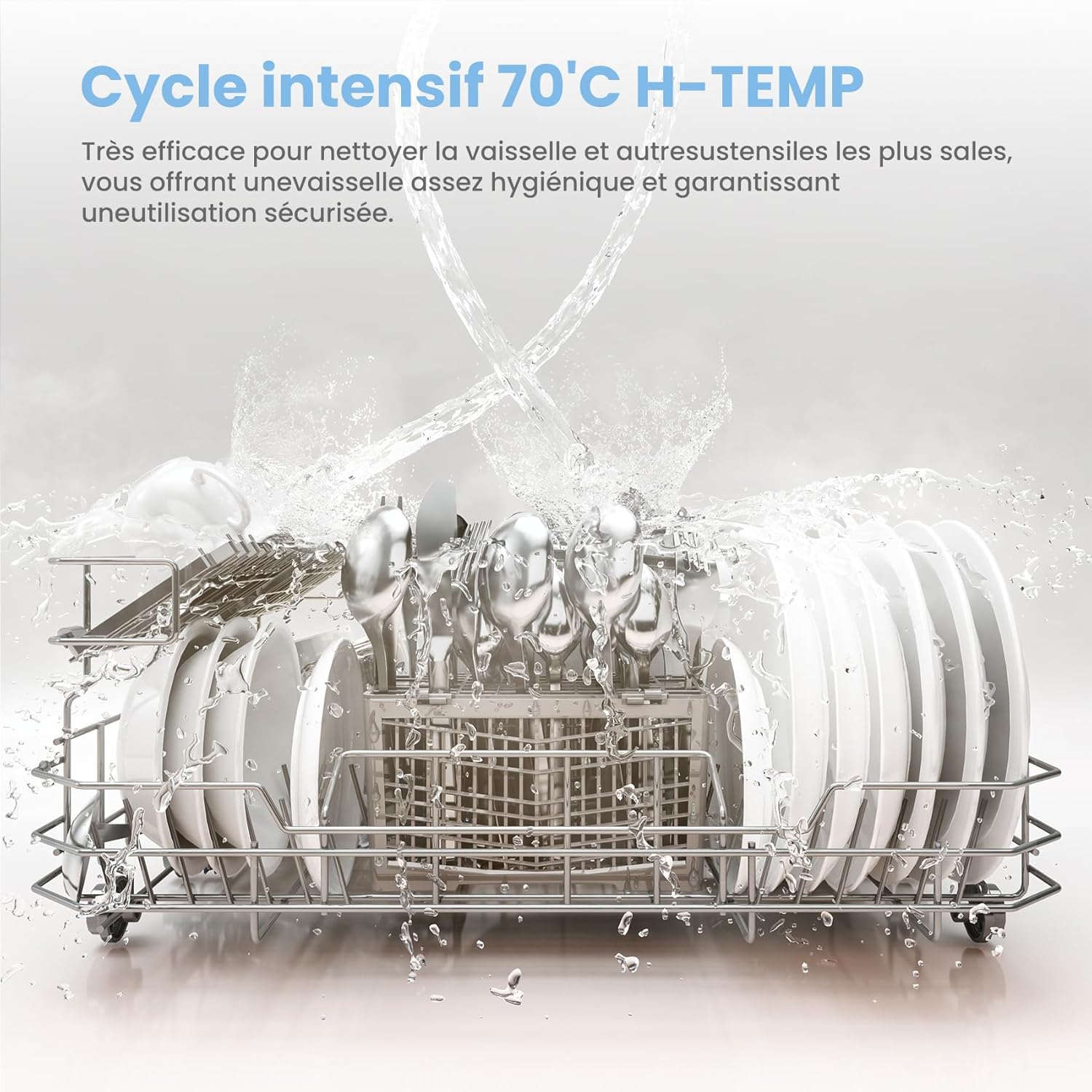 COMFEE' - lave-vaisselle compact TD602E-W, 6,5L, blanc, LED, 47 dB