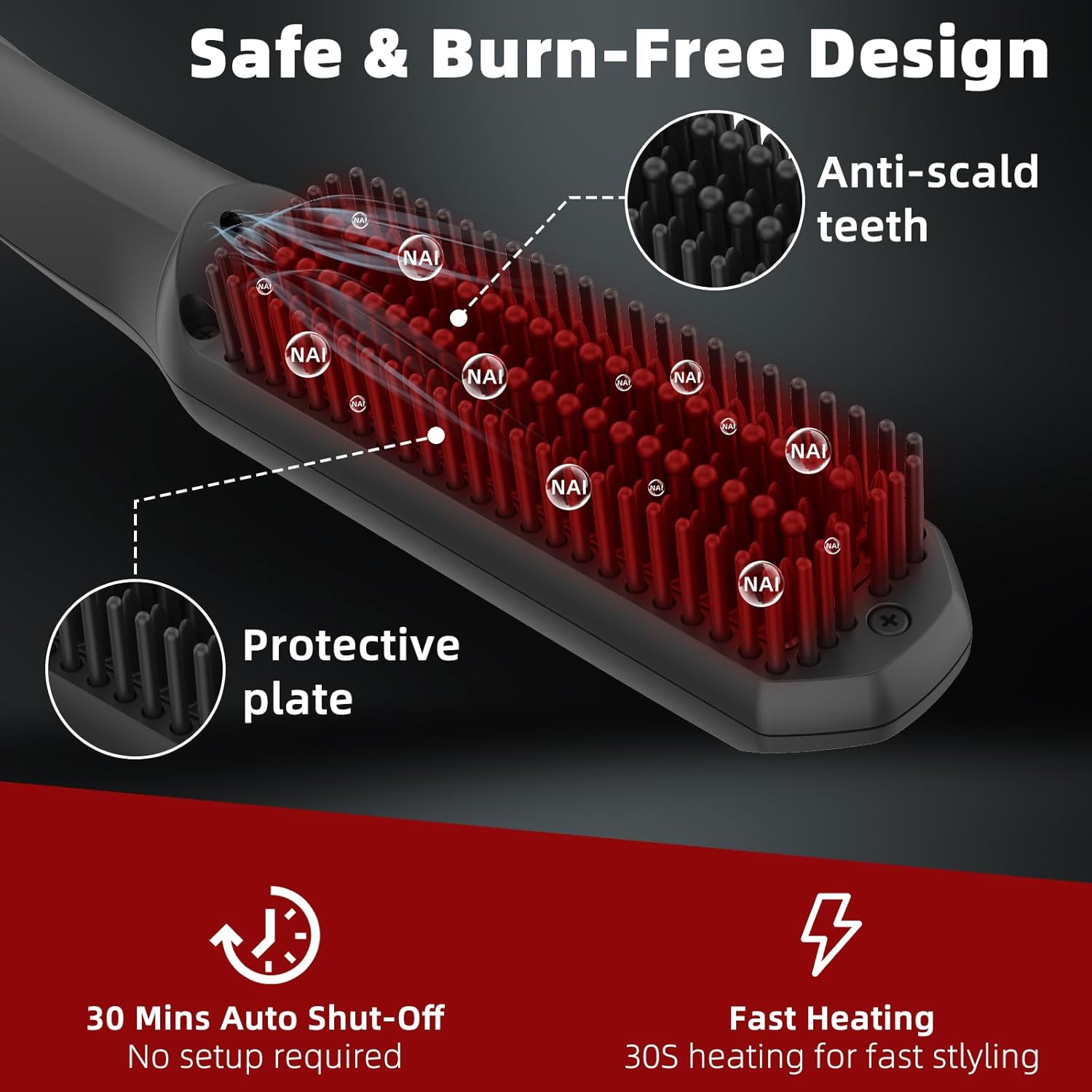 VIKICON - Mini lisseur barbe, portable, ion négatif, 3 températures